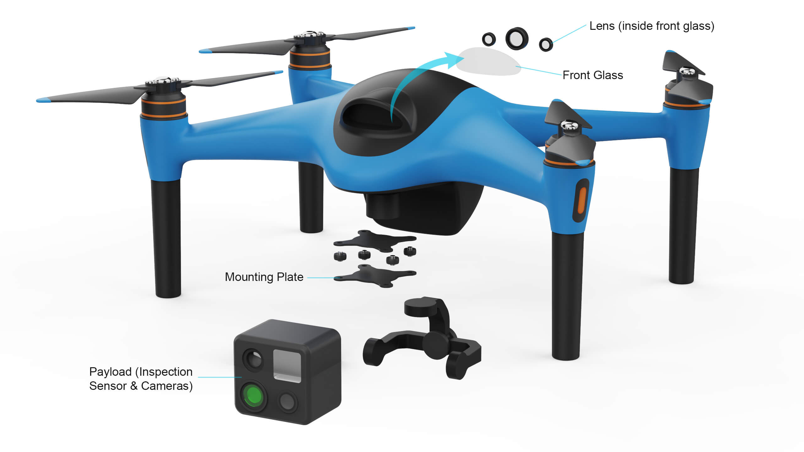 Industrial Inspection Drone Concept 3D Model
