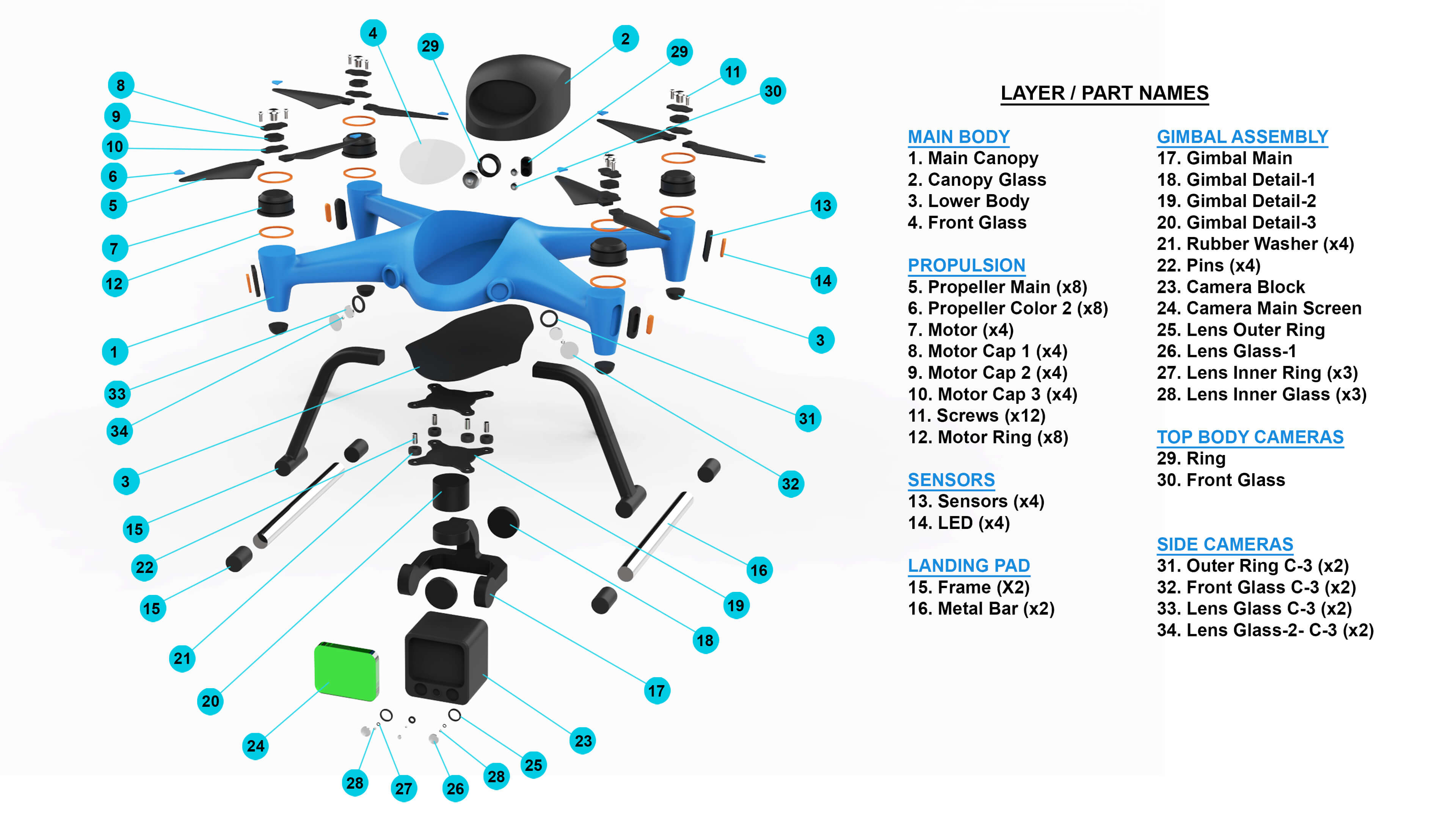 Industrial Survey and Mapping Drone Concept 3D Model
