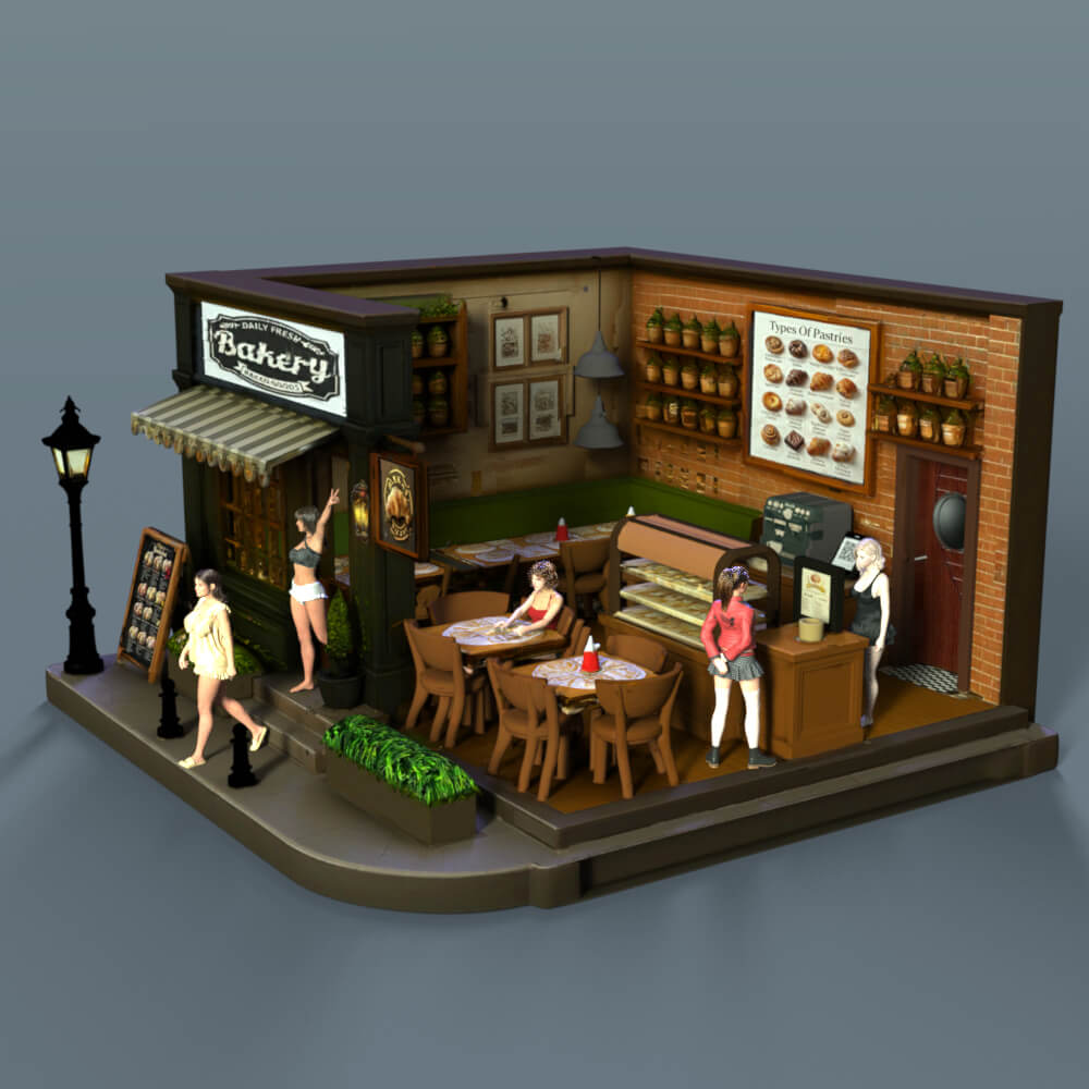 NGP Bakery Props &amp 5 Poses G8F Daz Content