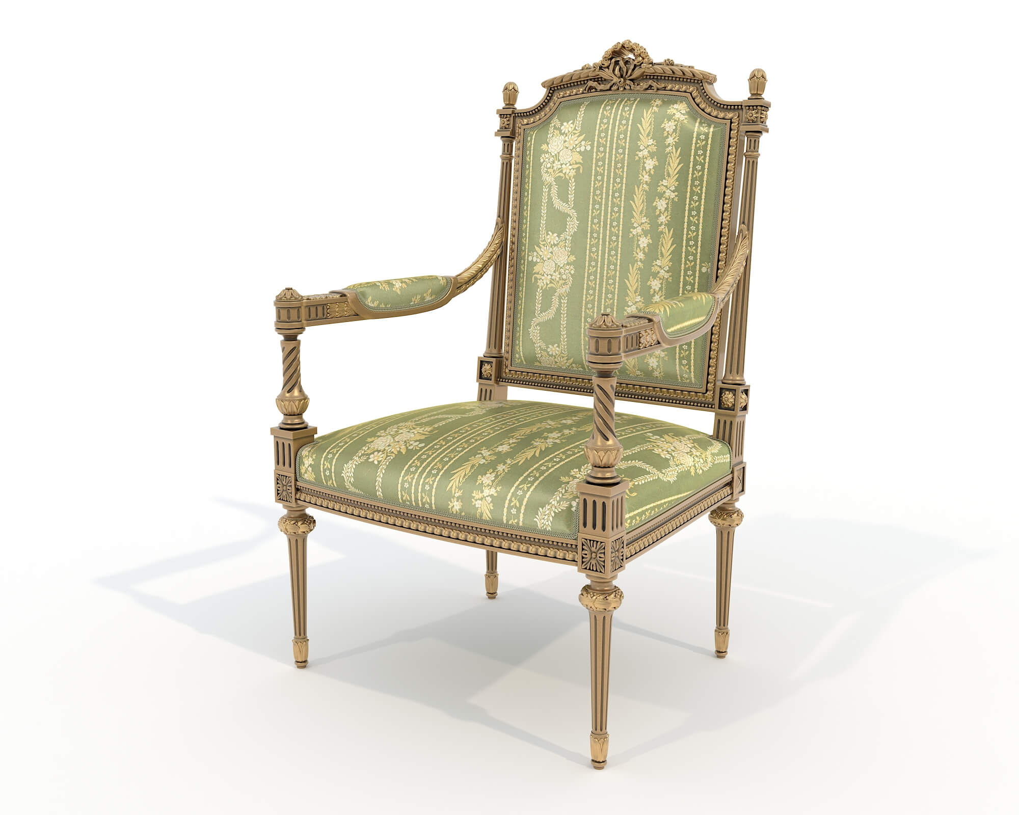 Classic European Style Coffee Table and Armchair 38 3D Model