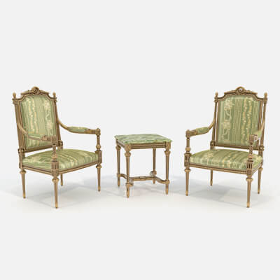 Classic European Style Coffee Table and Armchair 38