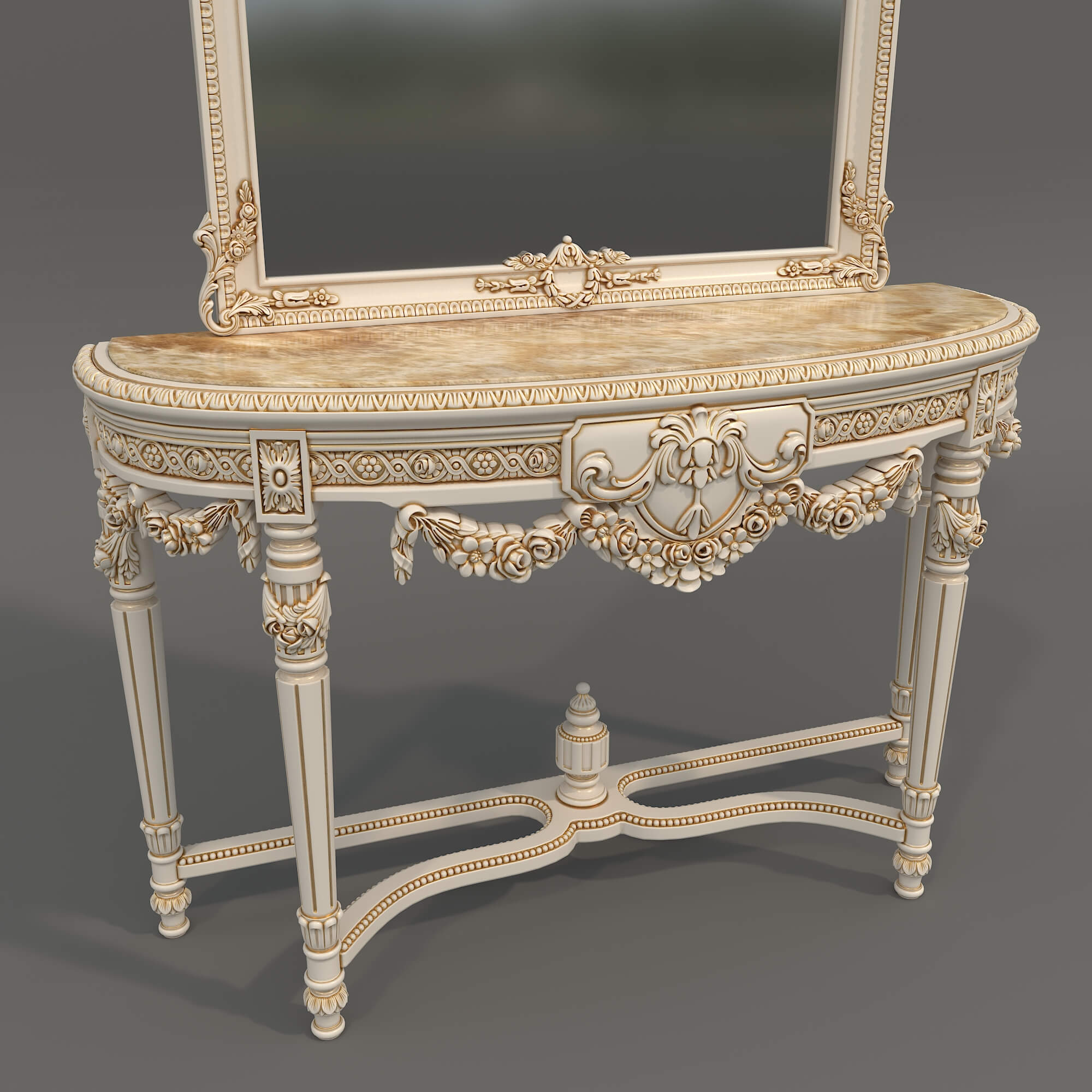 Classic European Style Console Table 23 3D Model