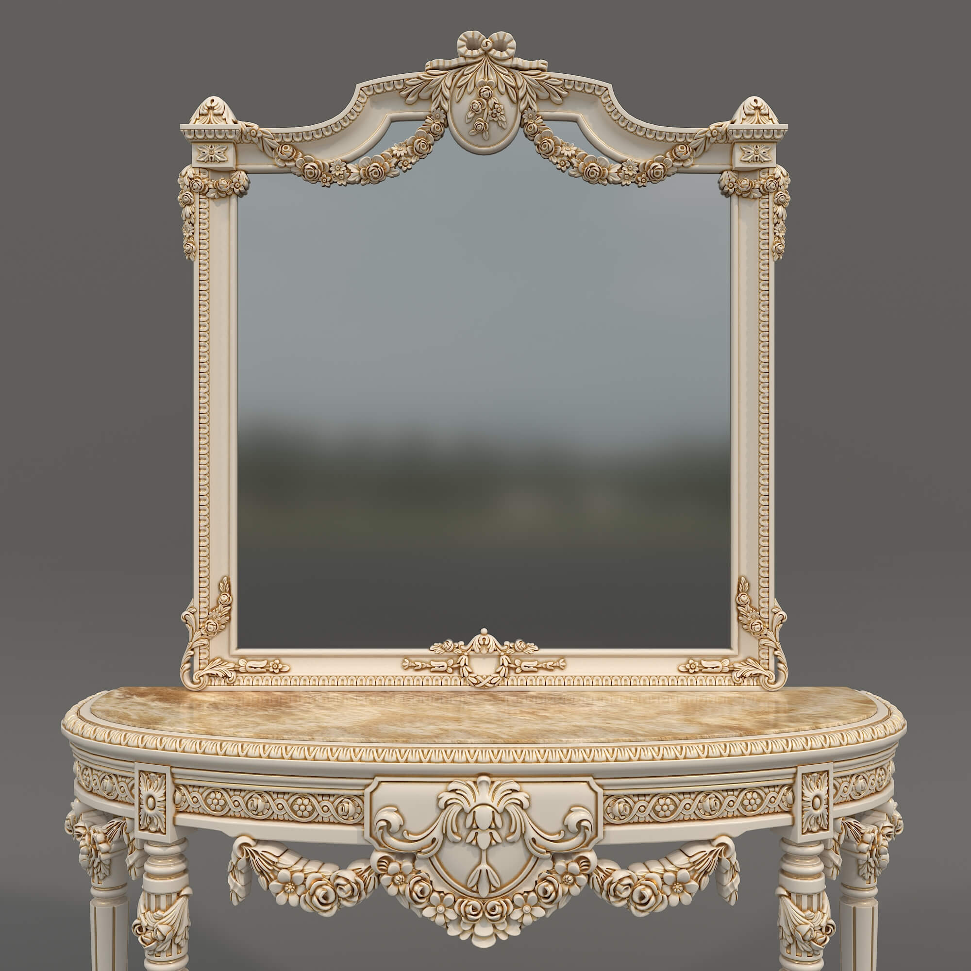 Classic European Style Console Table 23 3D Model