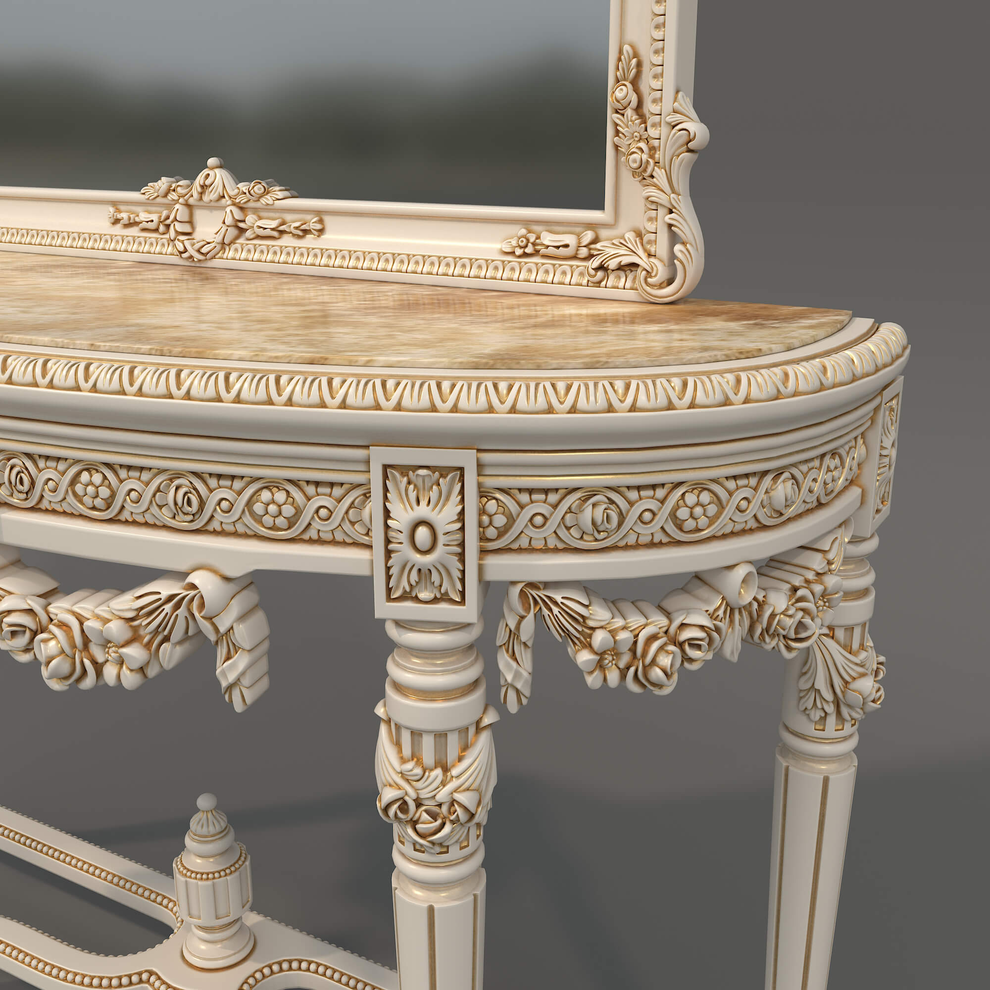 Classic European Style Console Table 23 3D Model