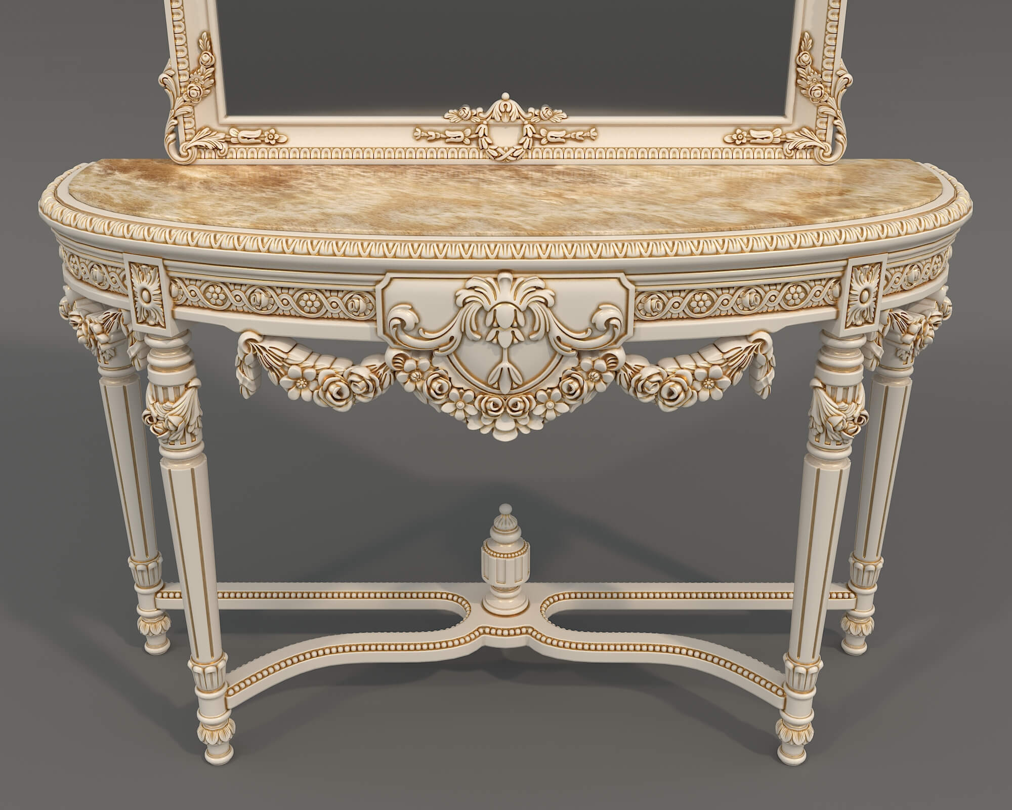 Classic European Style Console Table 23 3D Model