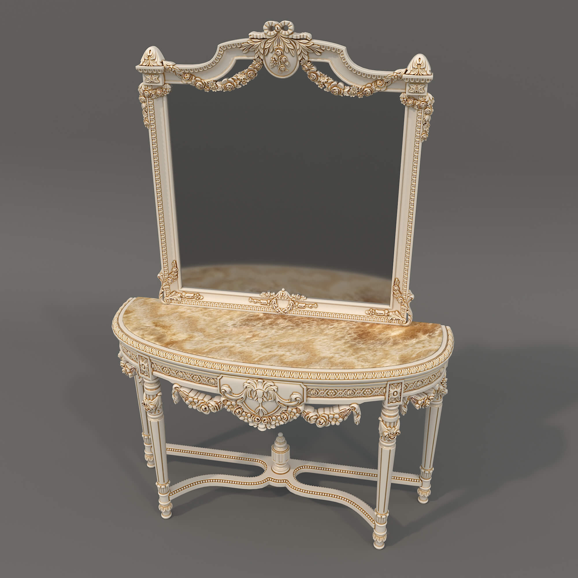 Classic European Style Console Table 23 3D Model