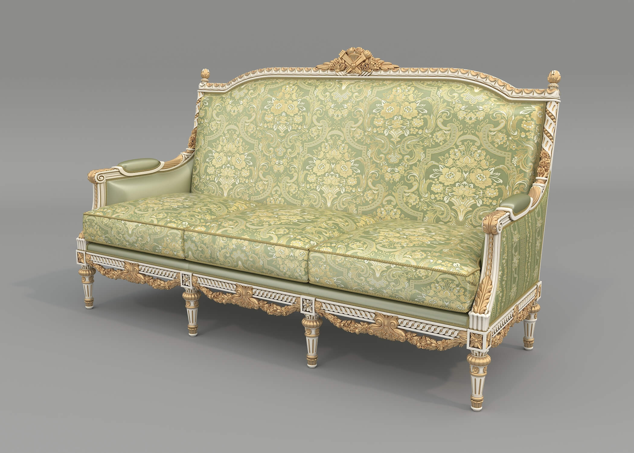 Classic European Style Sofa and Armchair Set 17 3D Model