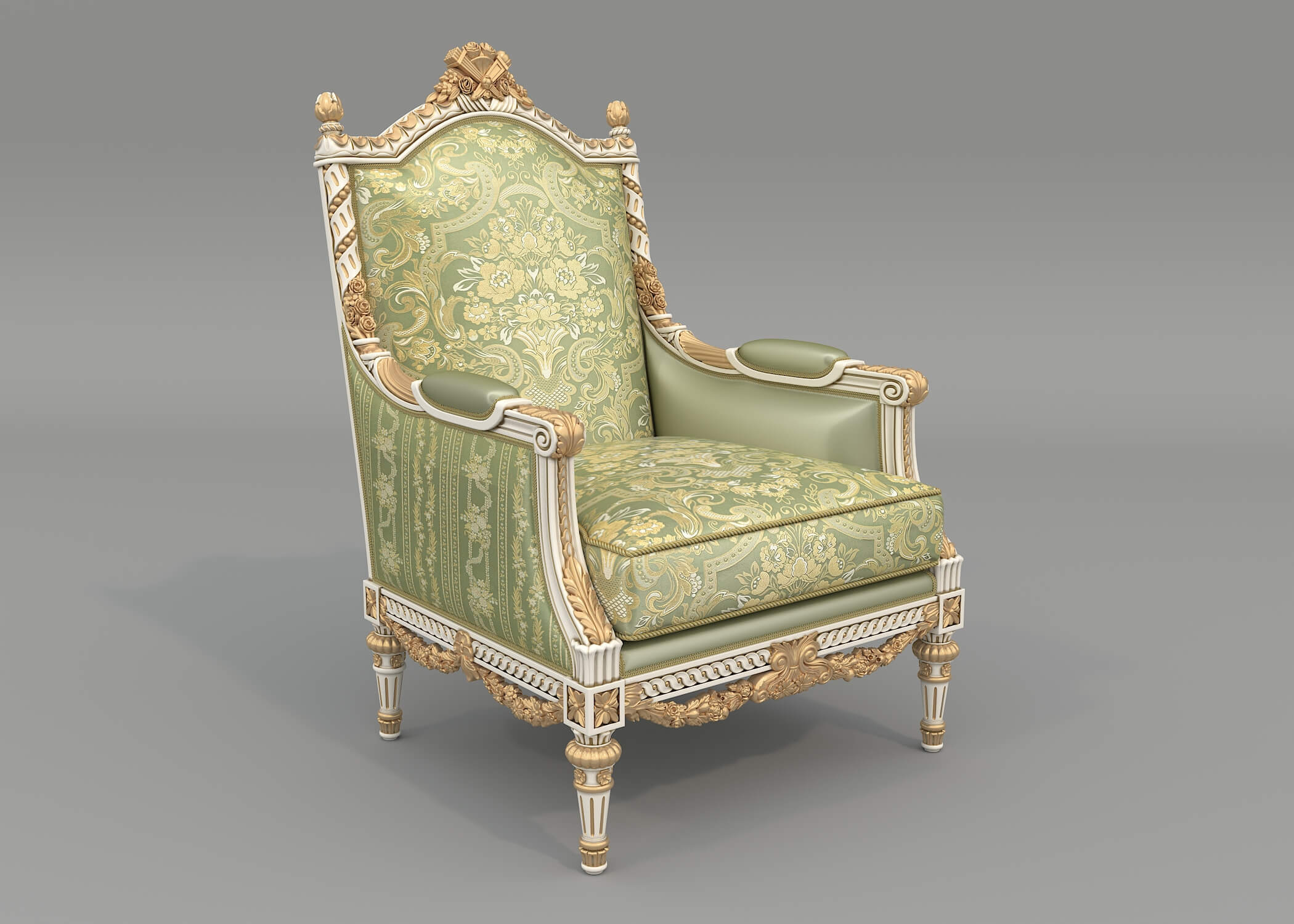 Classic European Style Sofa and Armchair Set 17 3D Model