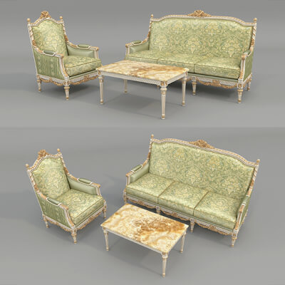 Classic European Style Sofa and Armchair Set 17