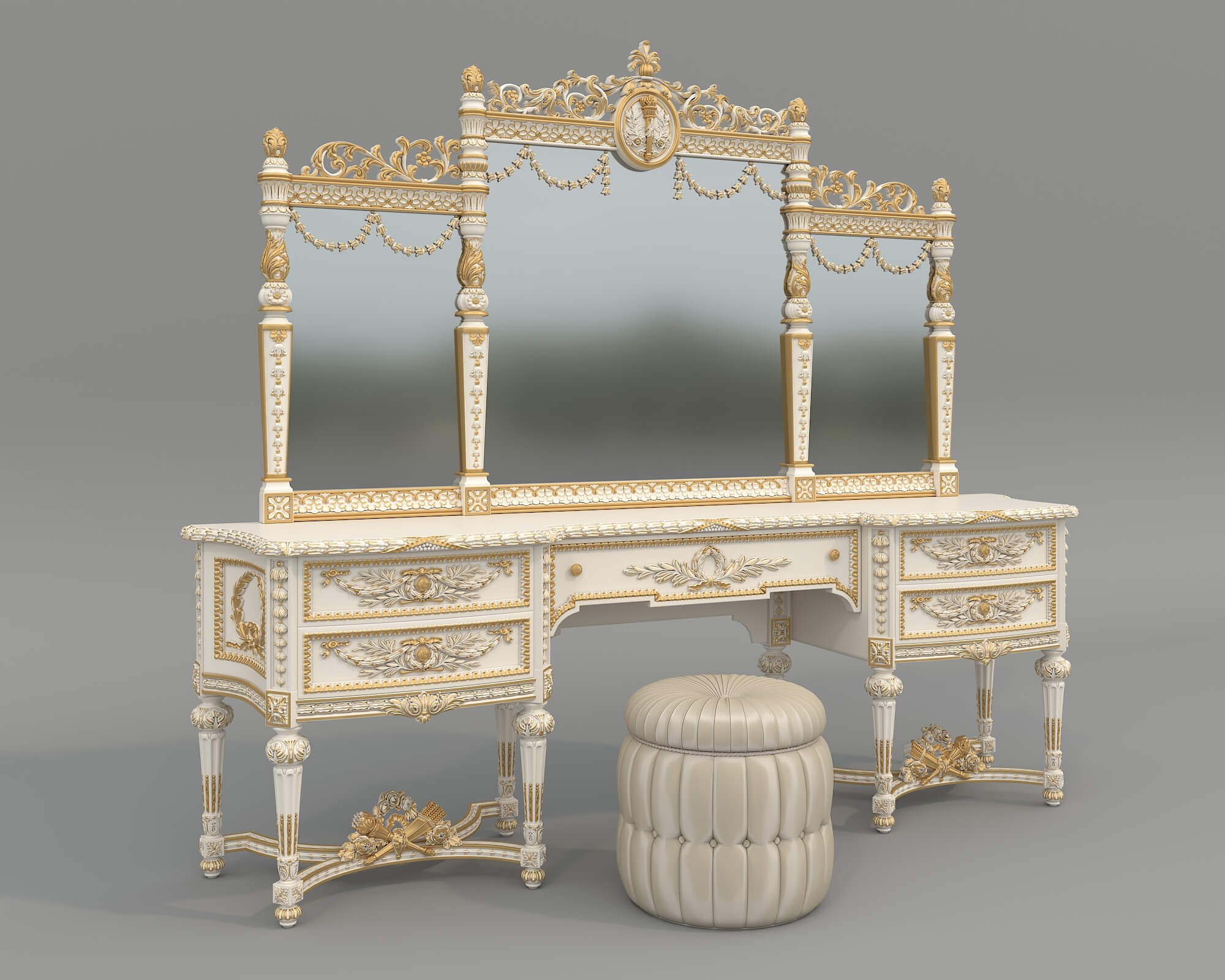 Classic Royal Baroque Vanity Set 6 3D Model