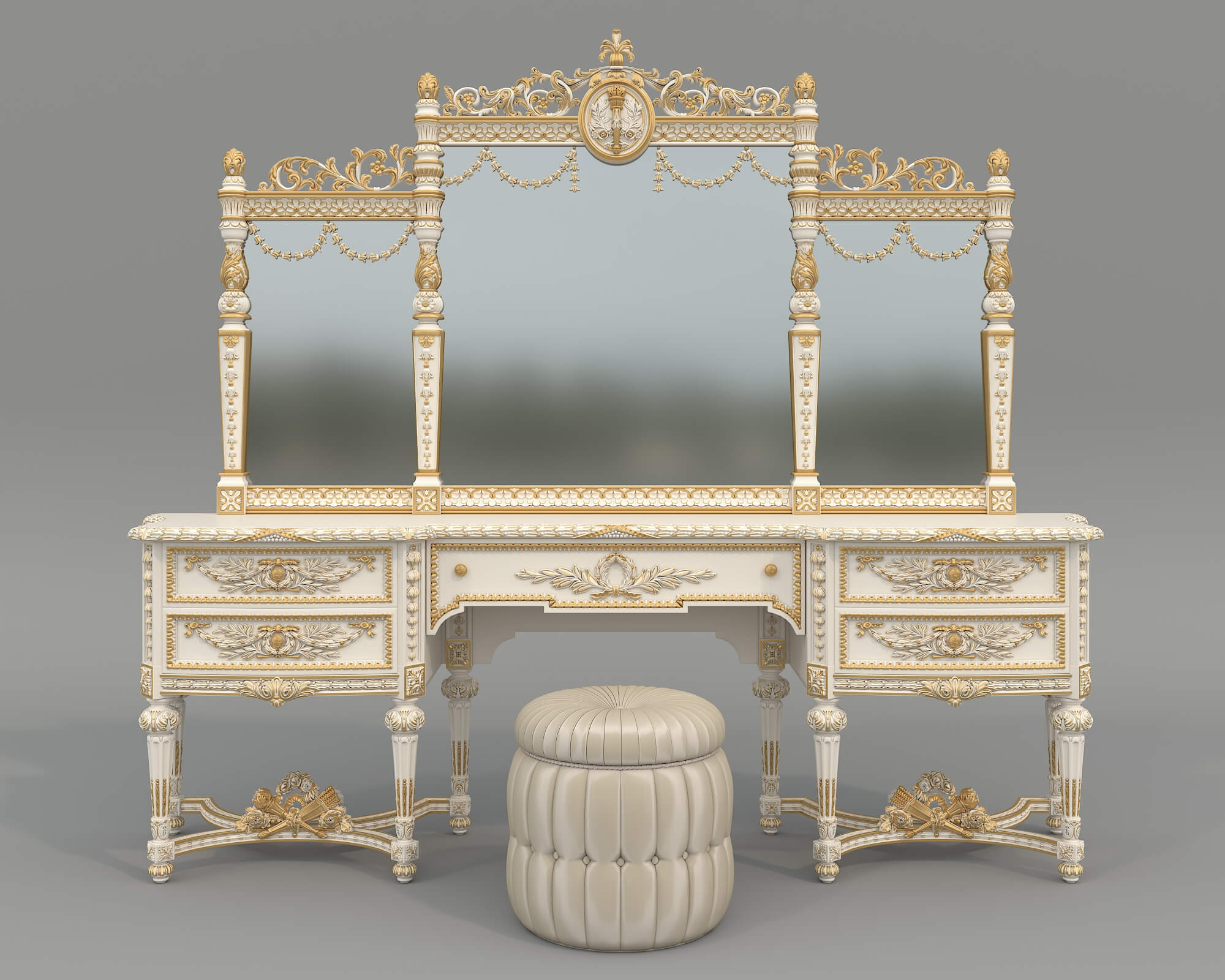 Classic Royal Baroque Vanity Set 6 3D Model