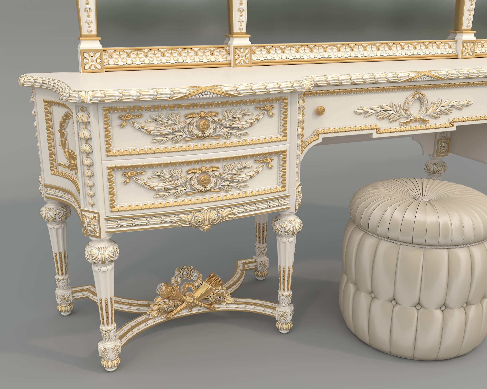 Classic Royal Baroque Vanity Set 6 3D Model