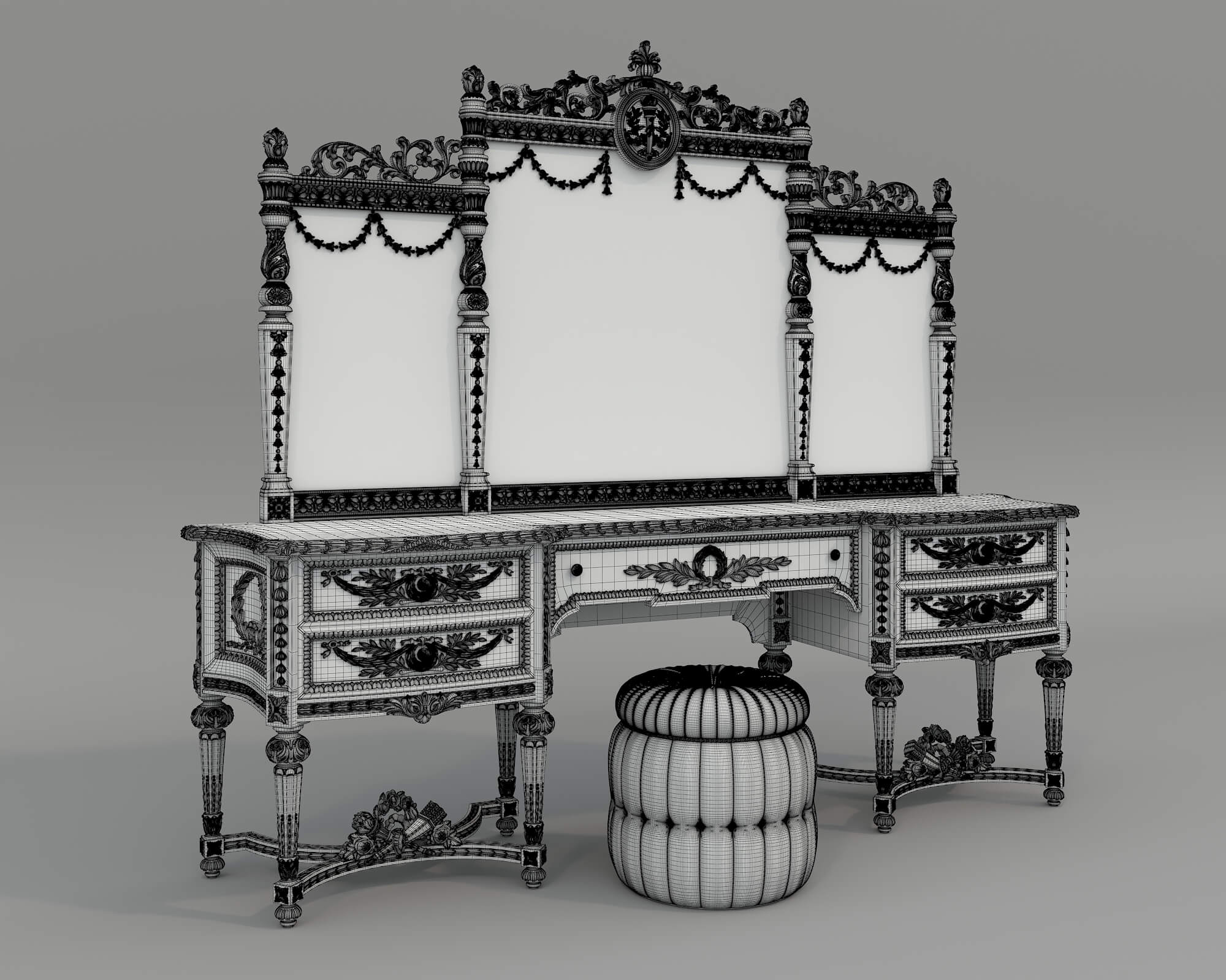 Classic Royal Baroque Vanity Set 6 3D Model