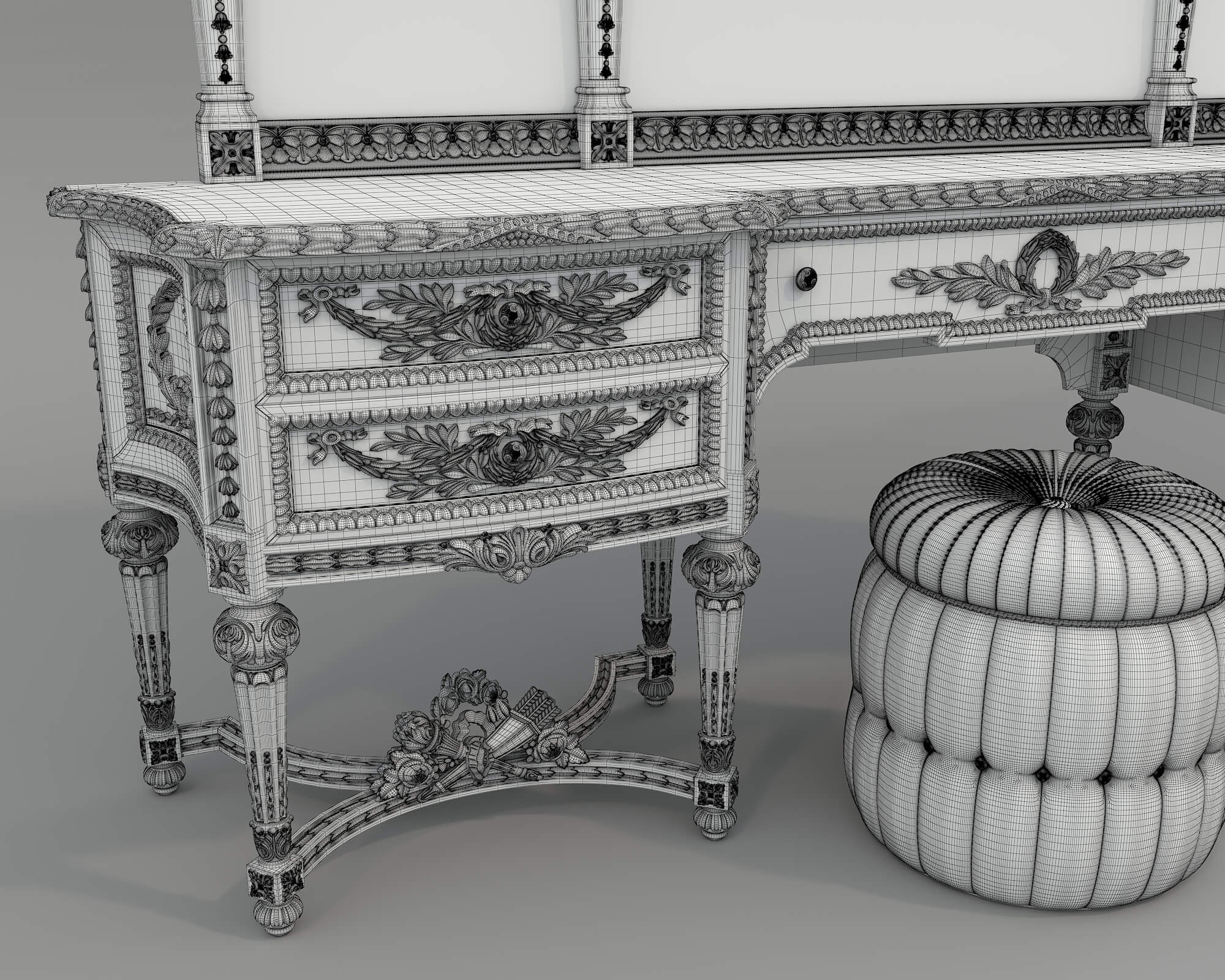 Classic Royal Baroque Vanity Set 6 3D Model