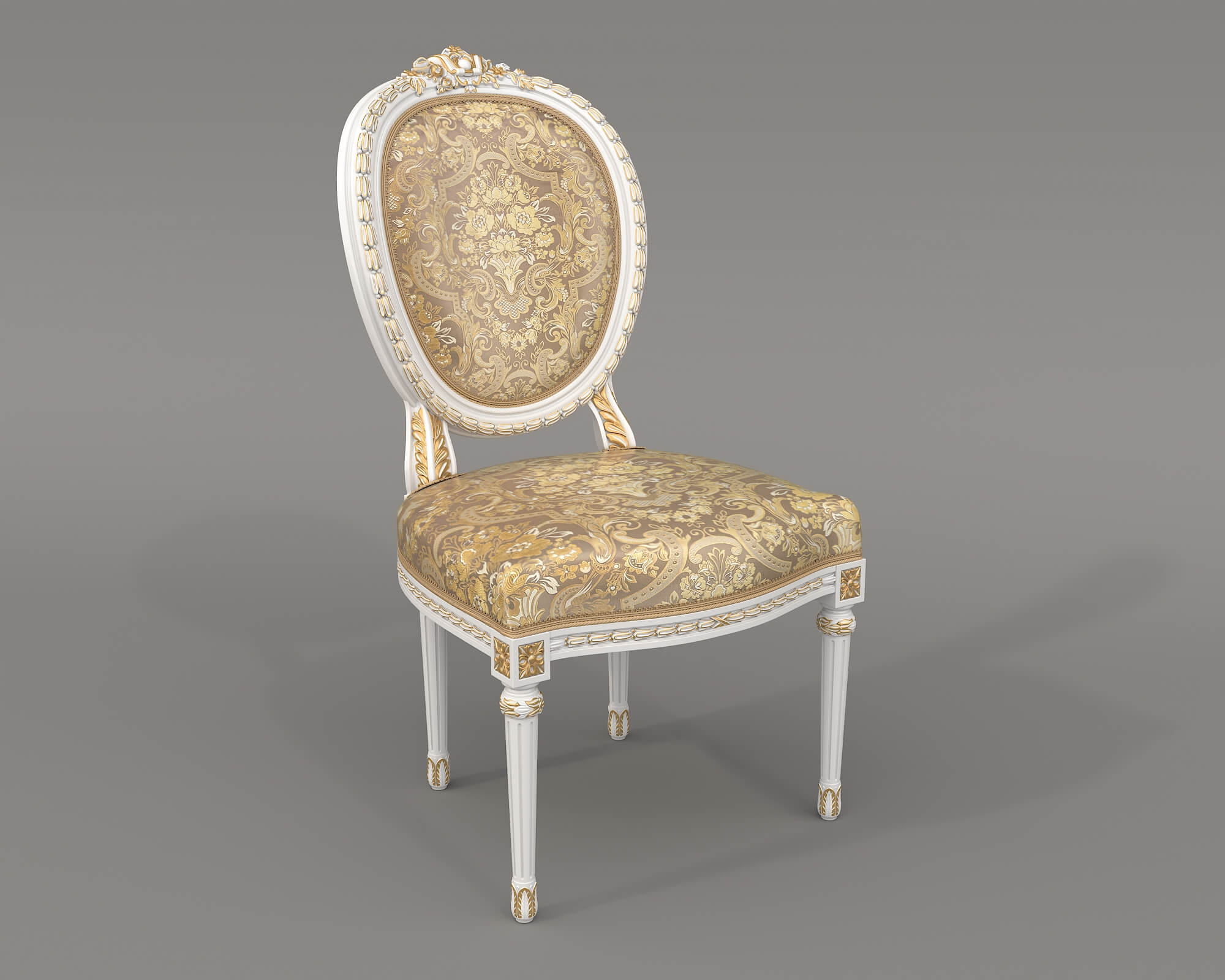 French Rococo Luxury Dining Set 2 3D Model