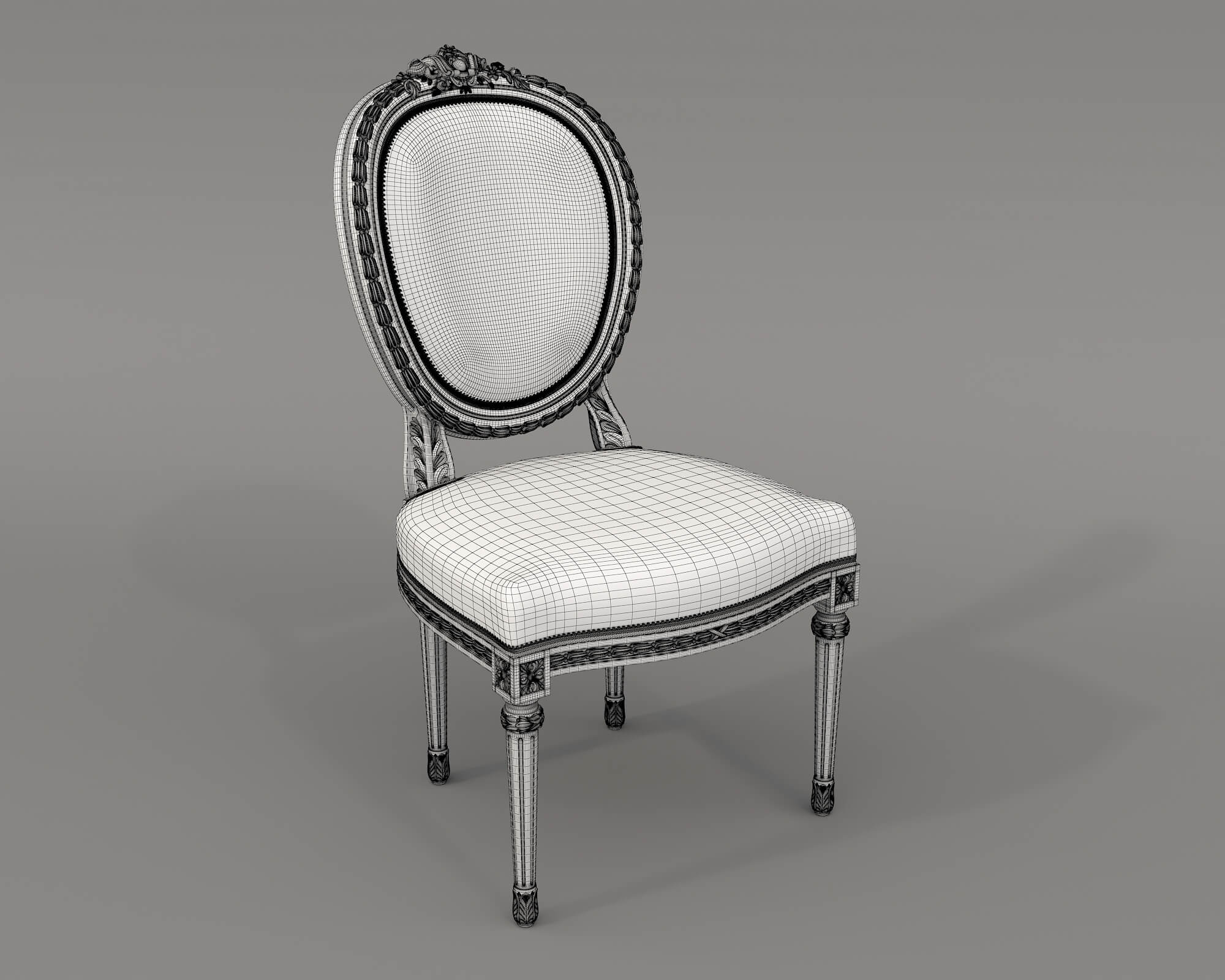 French Rococo Luxury Dining Set 2 3D Model