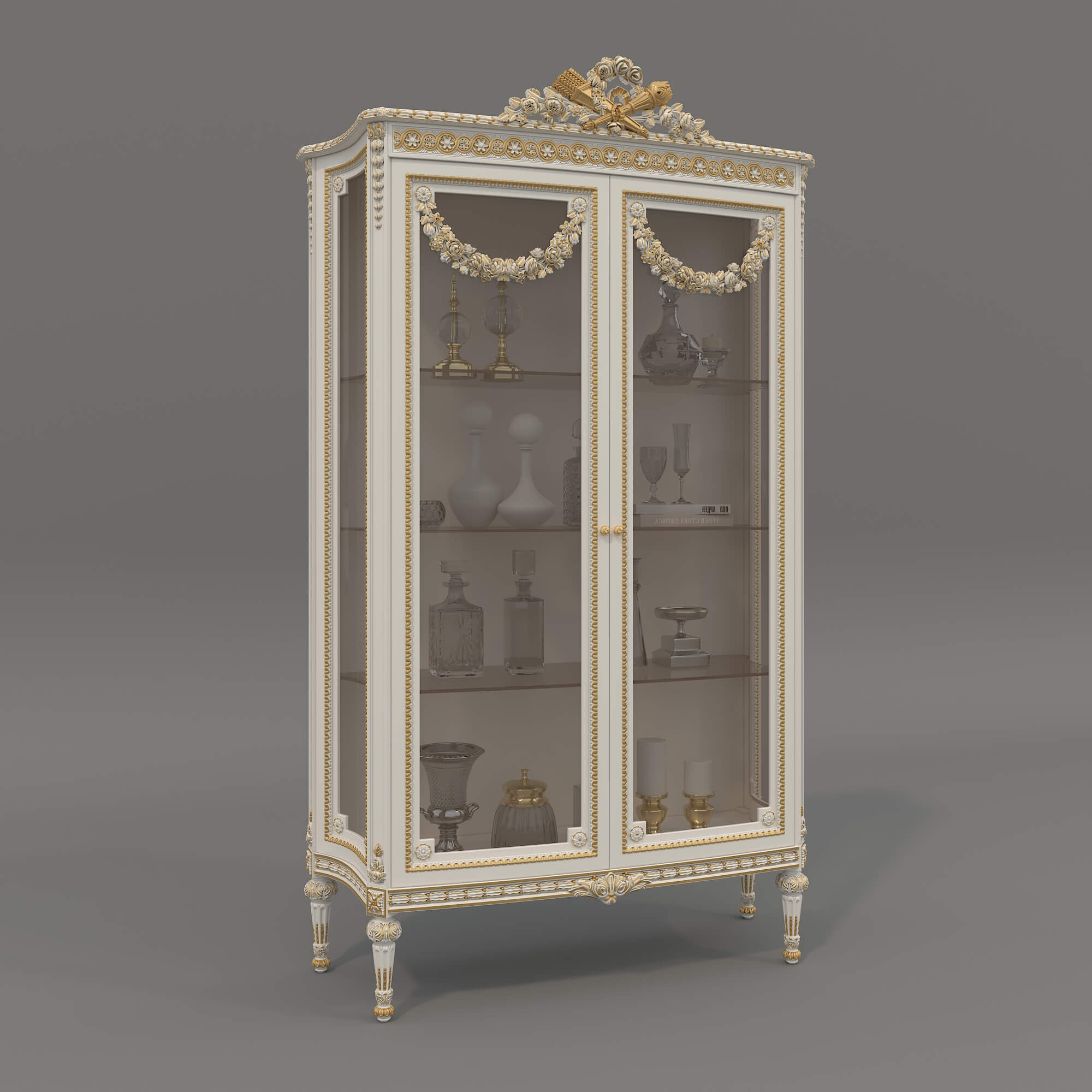 Luxury Classic Glass Showcase Cabinet 3D Model