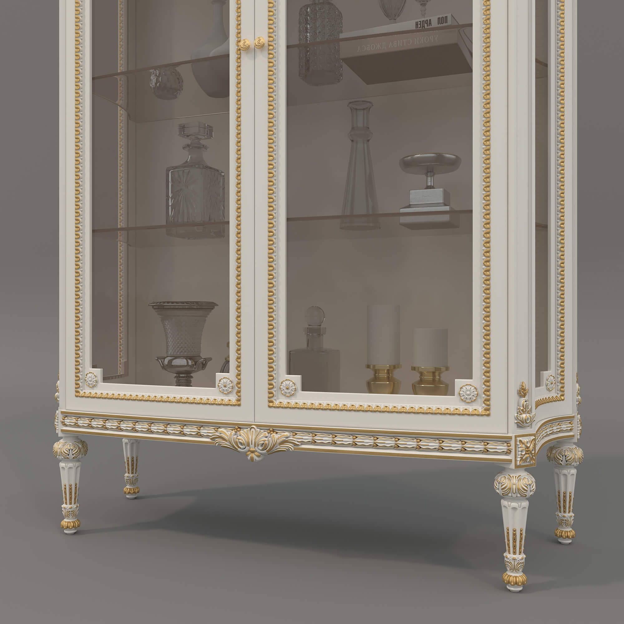 Luxury Classic Glass Showcase Cabinet 3D Model