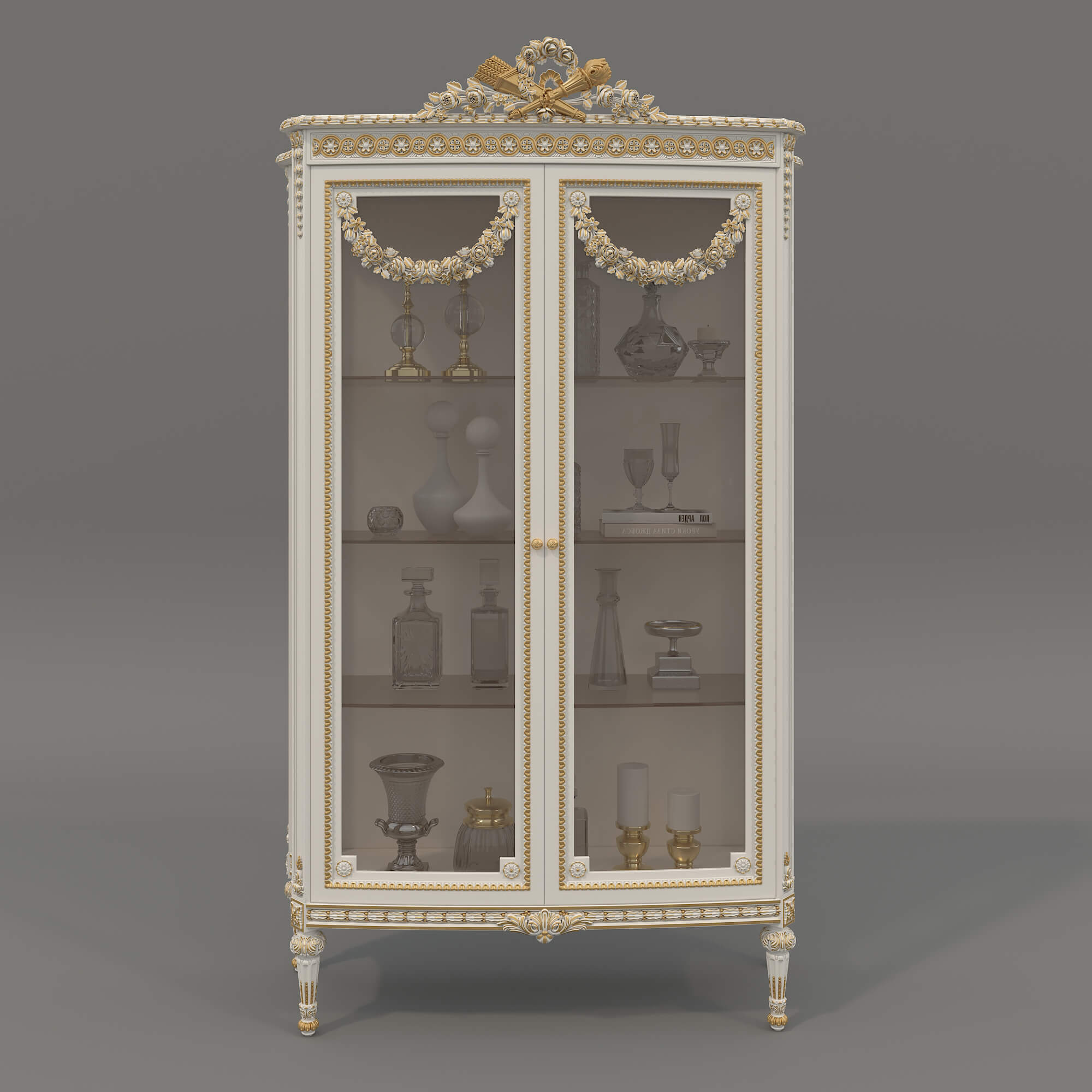 Luxury Classic Glass Showcase Cabinet 3D Model