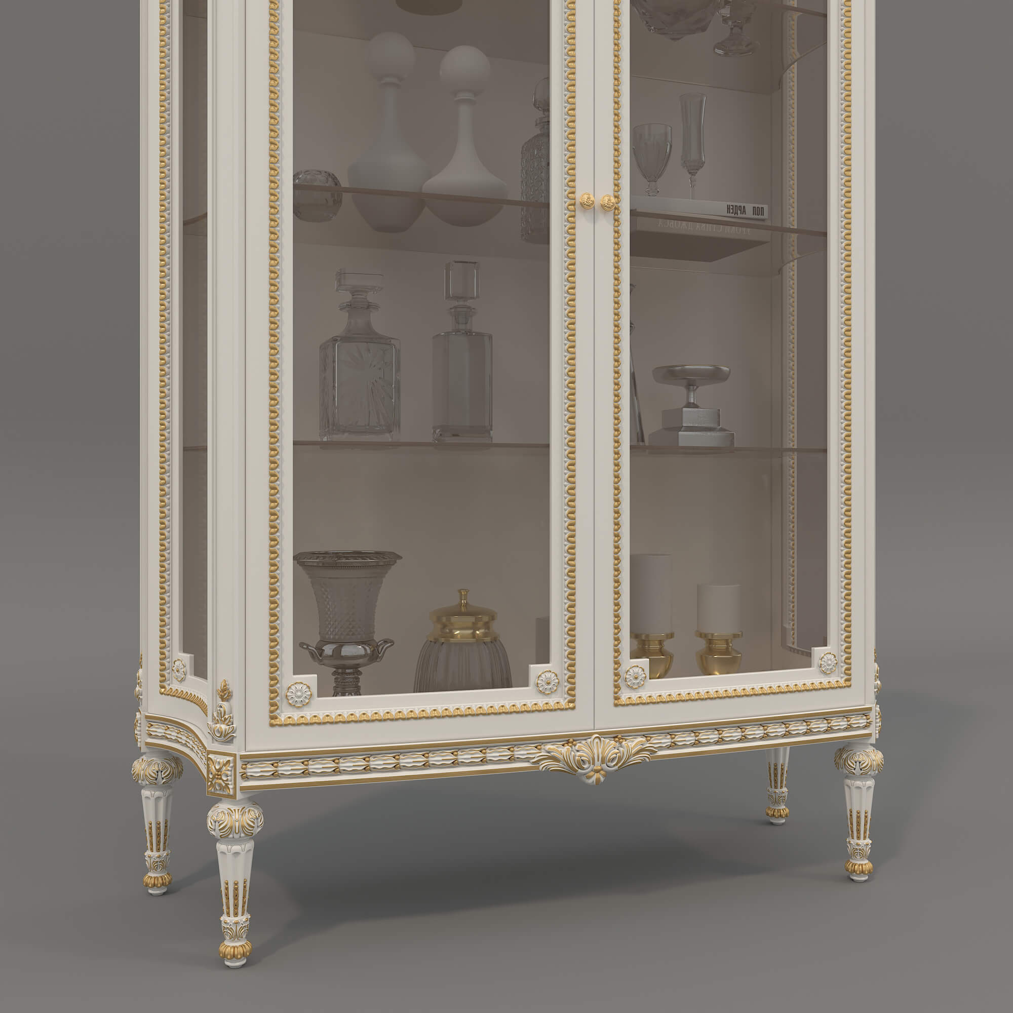 Luxury Classic Glass Showcase Cabinet 3D Model