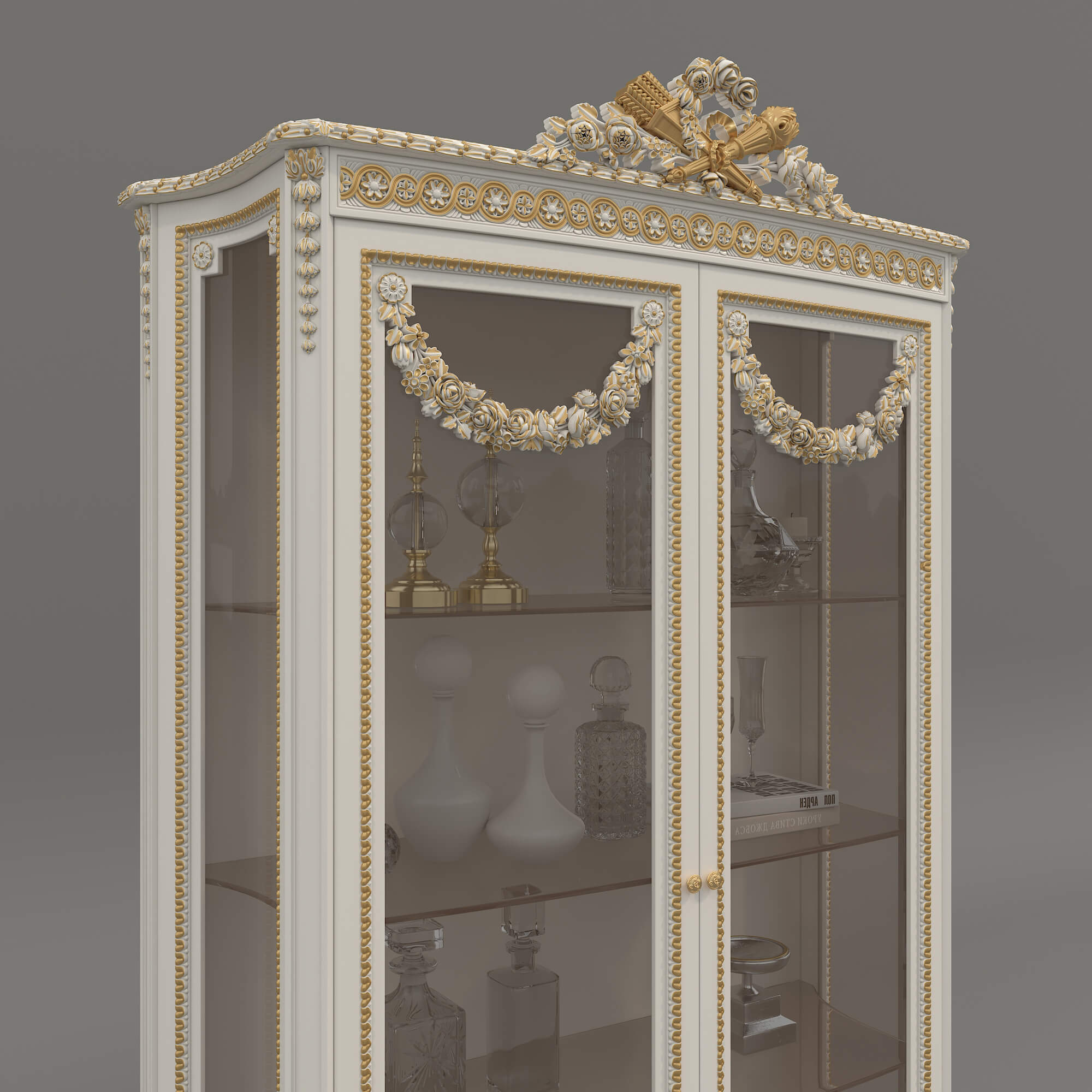 Luxury Classic Glass Showcase Cabinet 3D Model