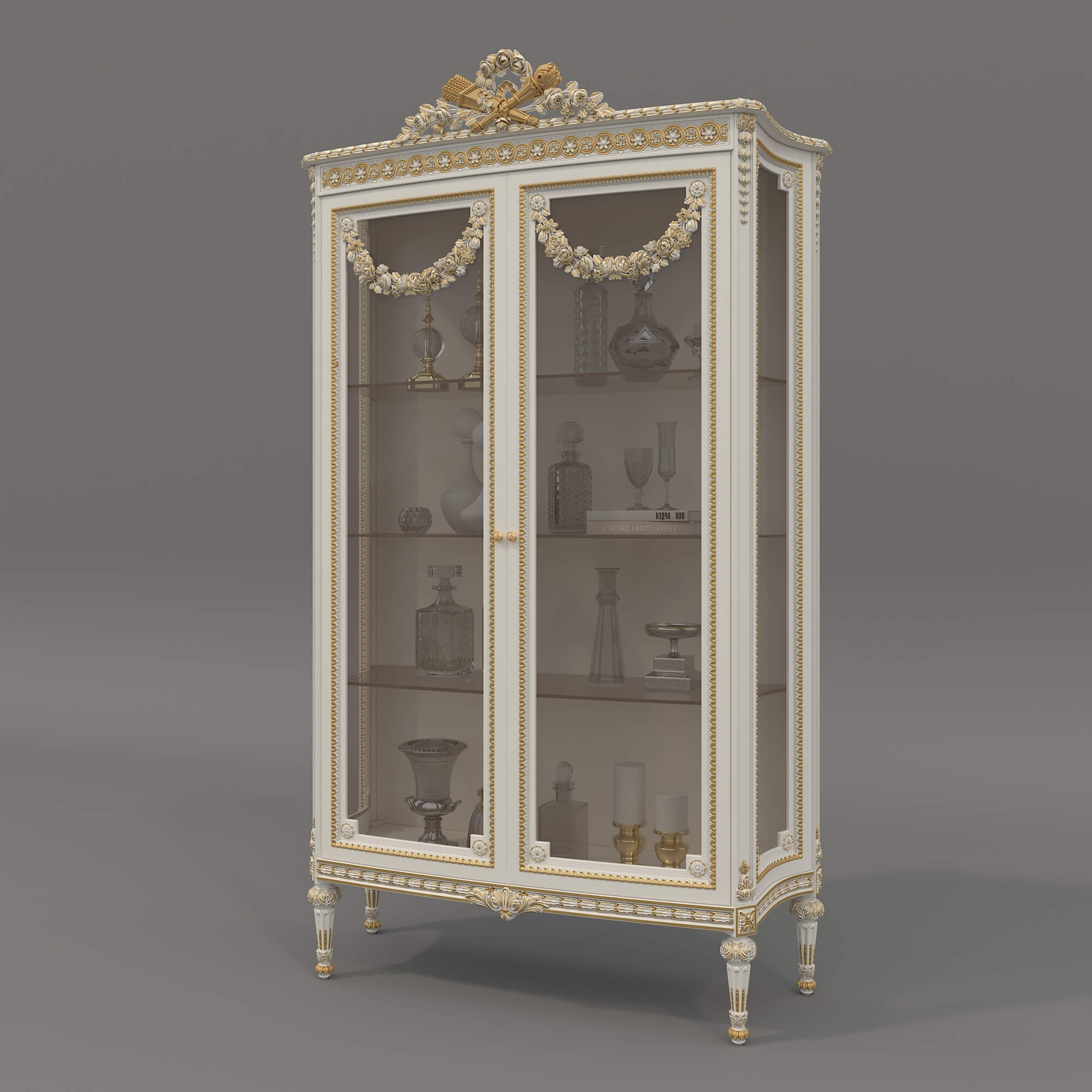 Luxury Classic Glass Showcase Cabinet 3D Model