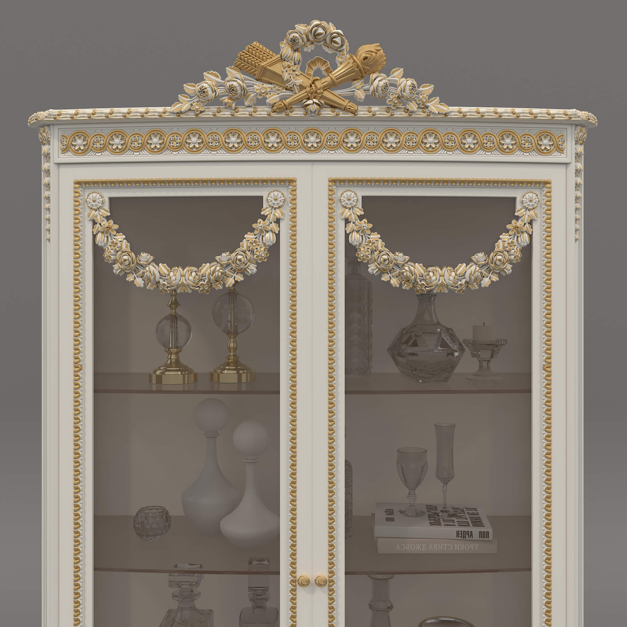 Luxury Classic Glass Showcase Cabinet 3D Model