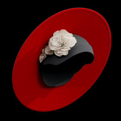 Red and Black Saucer Fascinator Hat