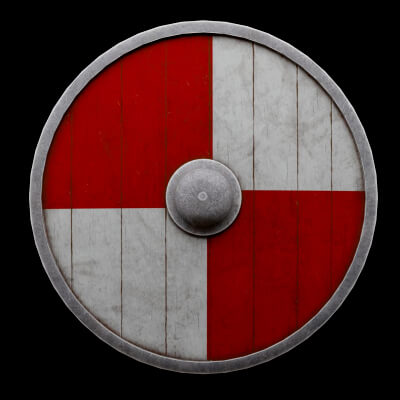 Round Red and White Shield