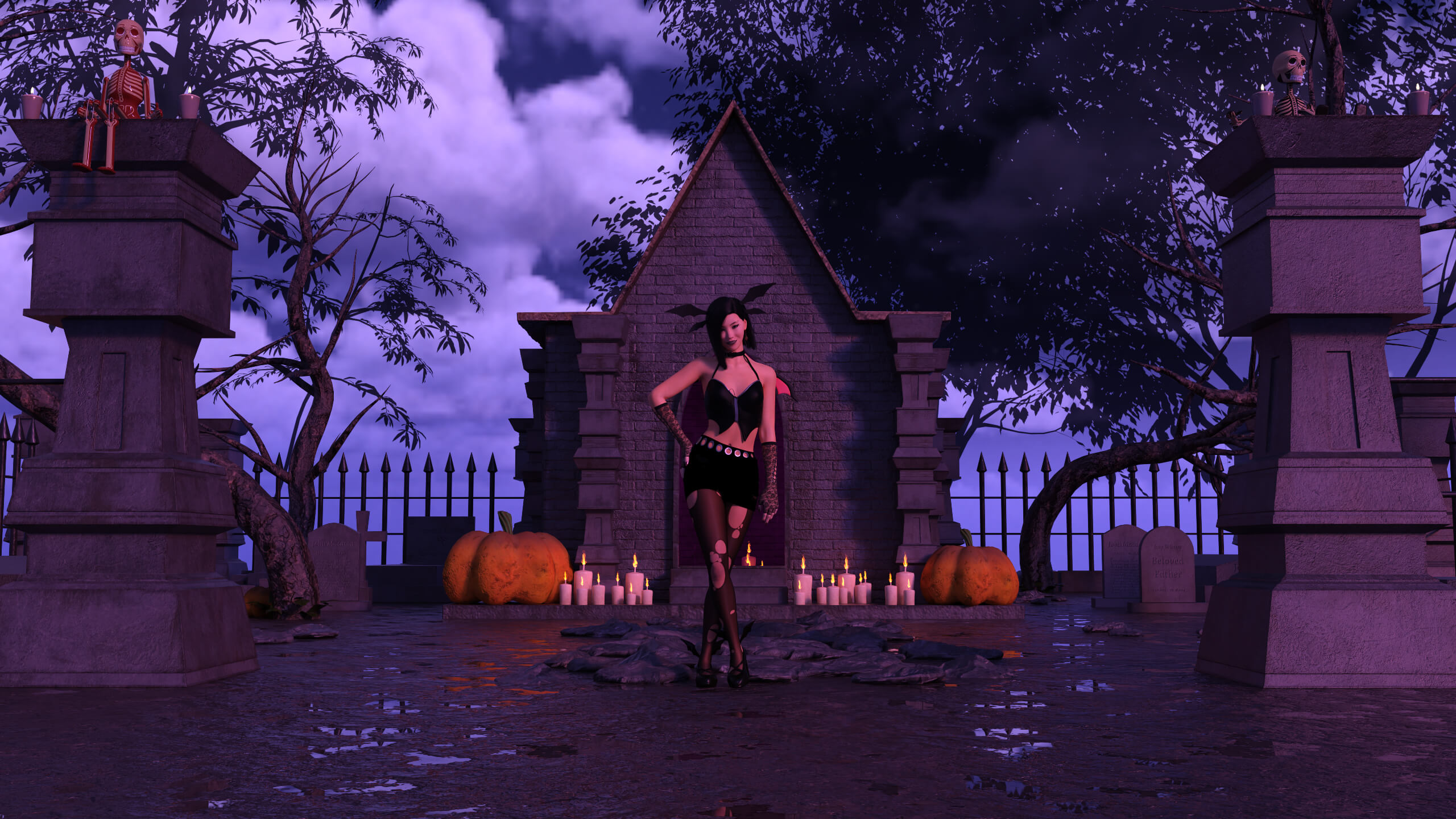 Yume Wishes You a Happy Halloween 3D Render, Digital Artwork by nostradame