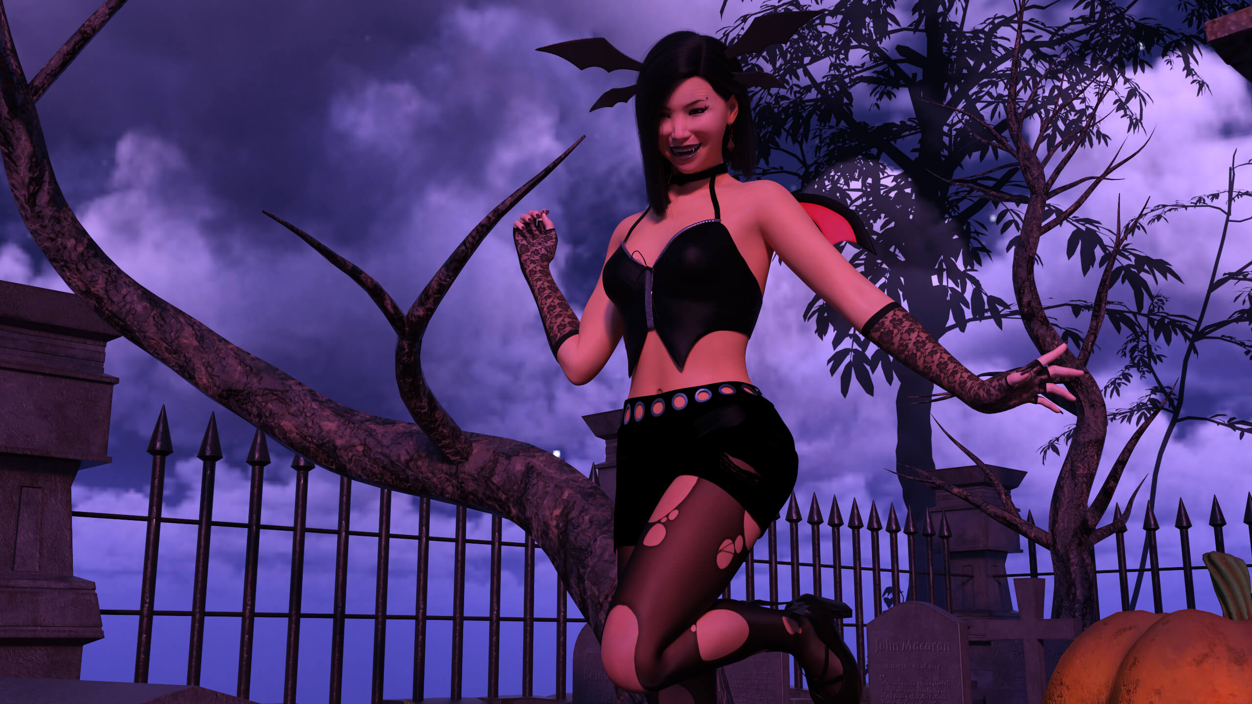 Yume Wishes You a Happy Halloween 3D Render, Digital Artwork by nostradame