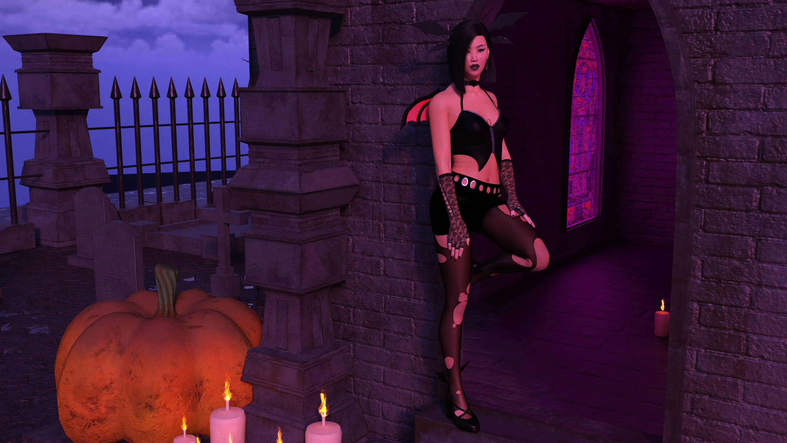 Yume Wishes You a Happy Halloween 3D Render, Digital Artwork by nostradame