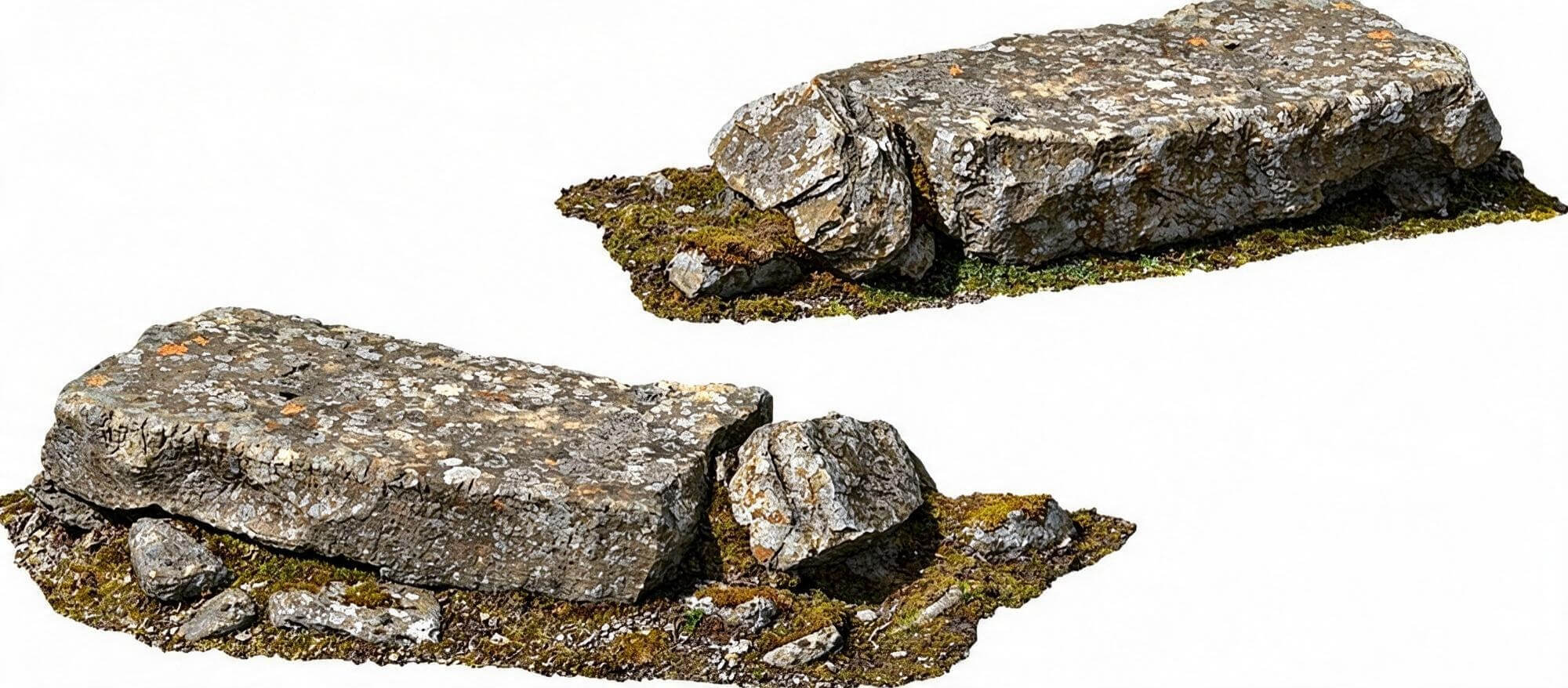Mossy Flat Slab Rock with Ground Patch 3D Model 3D Model