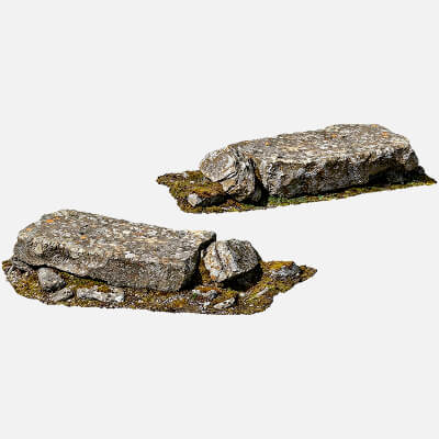 Mossy Flat Slab Rock with Ground Patch 3D Model