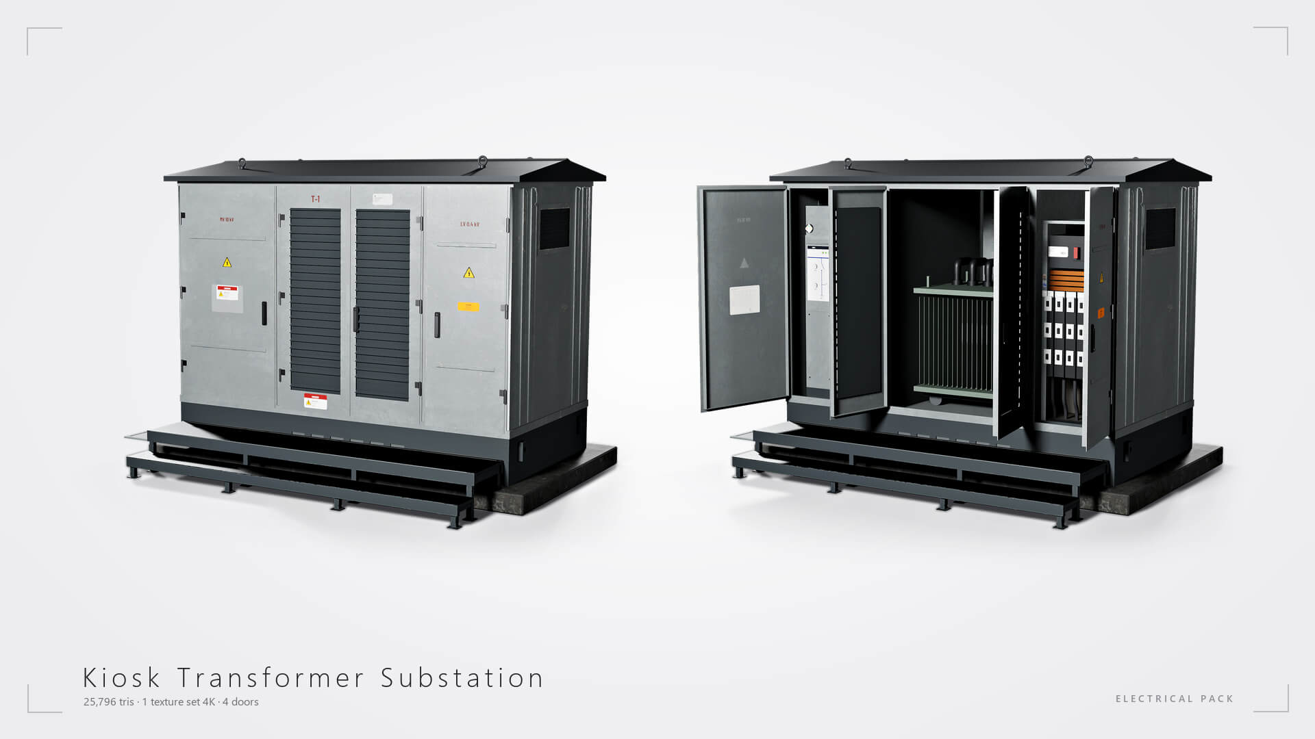 Electrical Utility Transformer Box Pack 3D Model