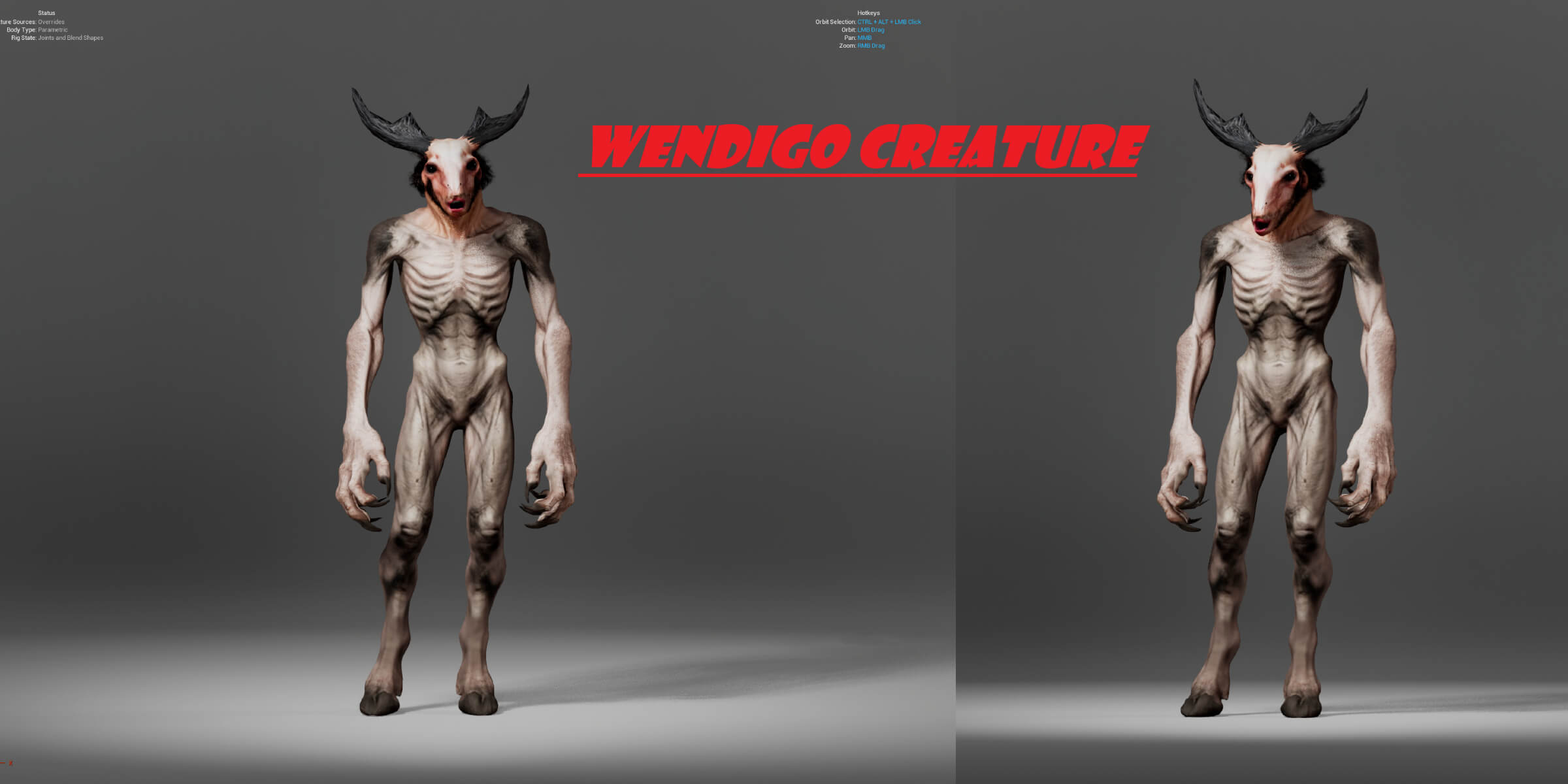 Wendigo Monster Character 3D Model