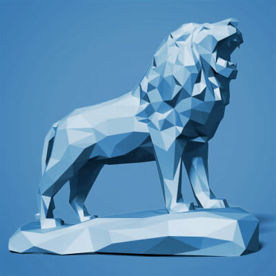 Low Poly Lion Statue - - Ready for 3D Printing