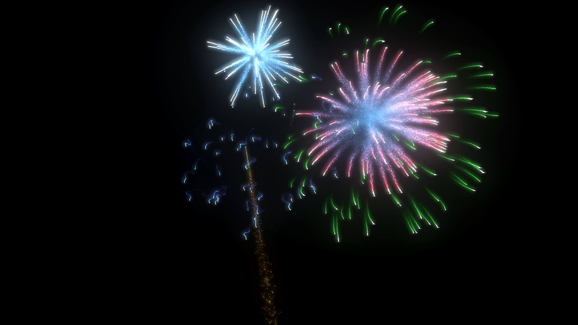 Animated Fireworks Particles 3D Model