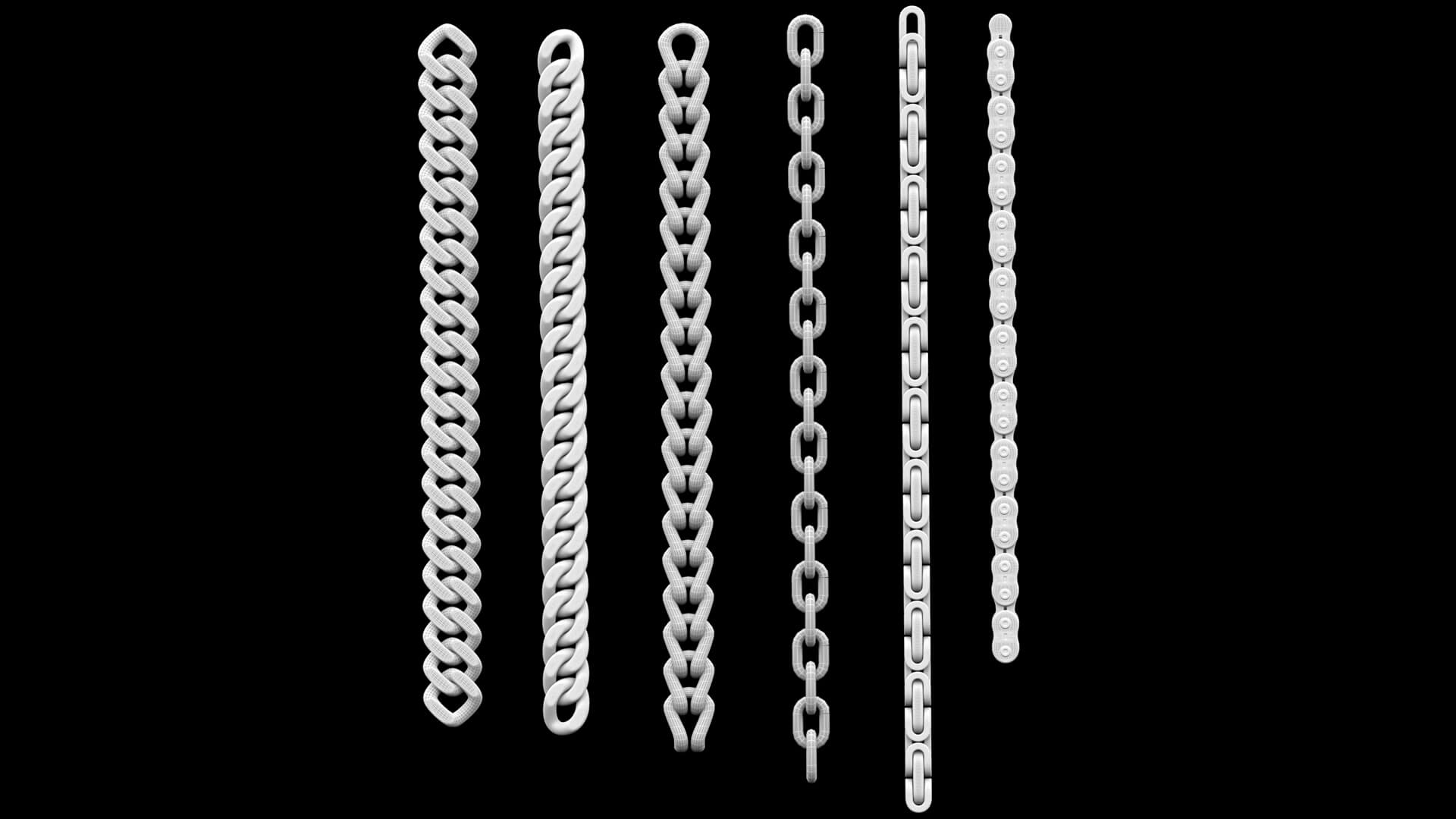 Gold Chain Necklace Metal Chain Roller Chain 3D Model