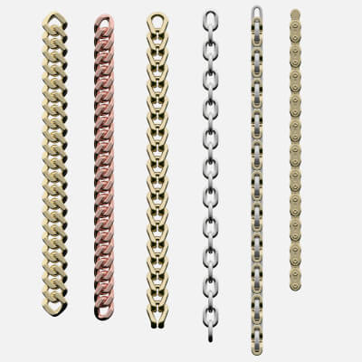 Gold Chain Necklace Metal Chain Roller Chain 3D Model