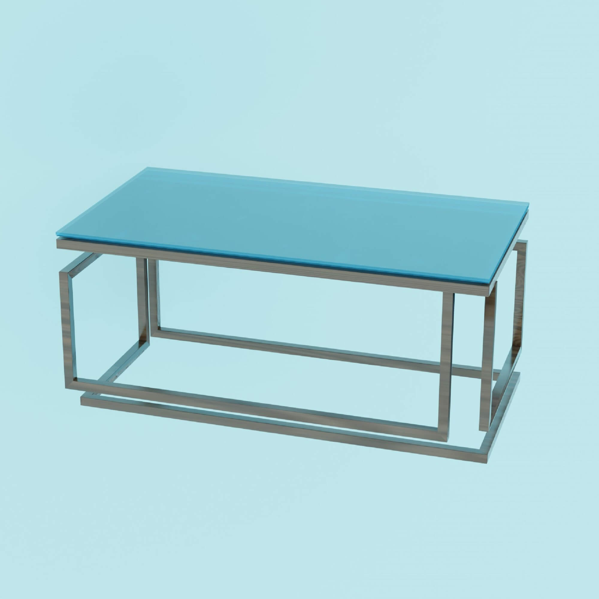 Glass Coffee Table Wooden 3D Model