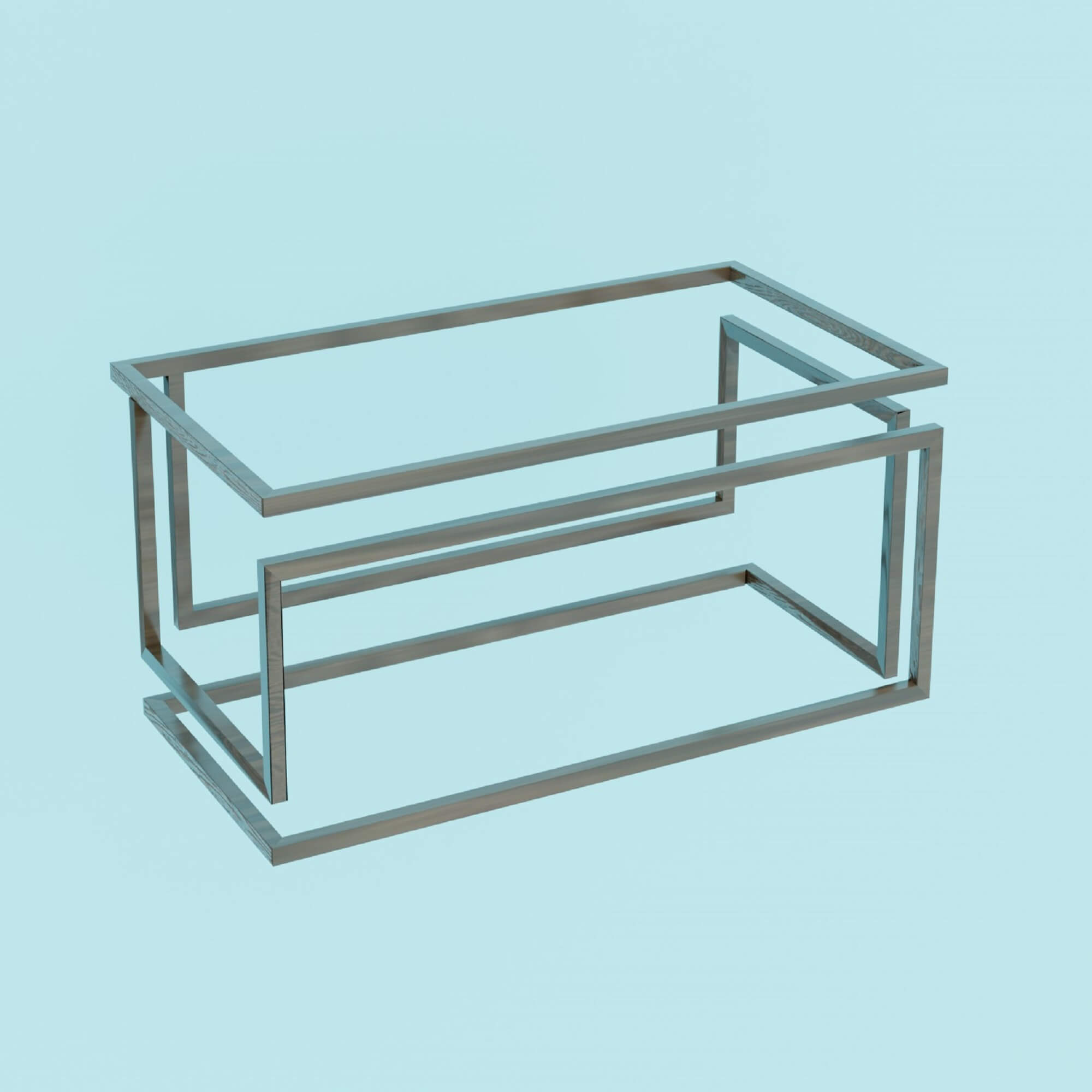 Glass Coffee Table Wooden 3D Model