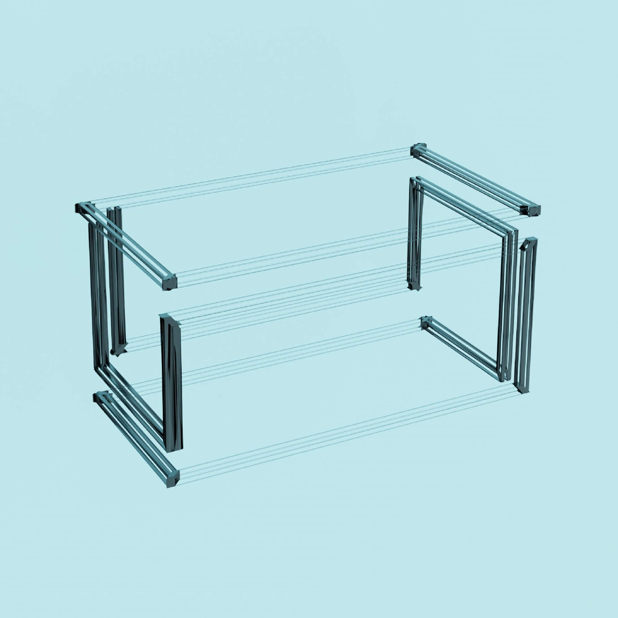 Glass Coffee Table Wooden 3D Model