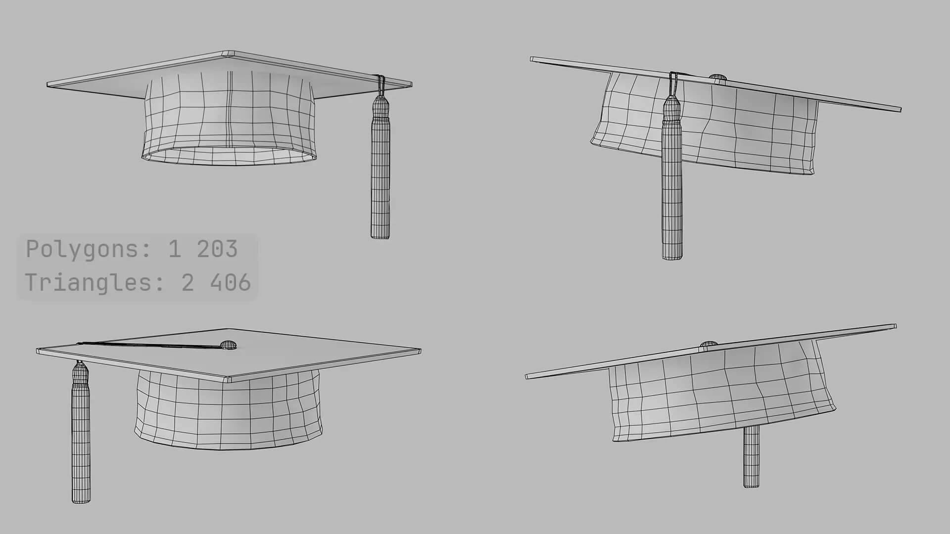 Academic Graduation Hat Mortarboard Low Poly PBR 3D Model 3D Model