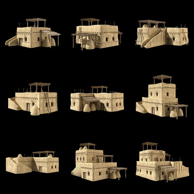 Ancient Desert Mud Brick House Collection PBR