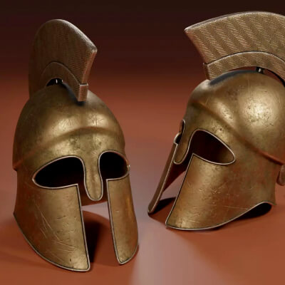 Ancient Greek Corinthian Helmet - Low-Poly 3D Model