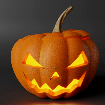 Angry Halloween Pumpkin Jack-o'-Lantern (4K PBR Model)