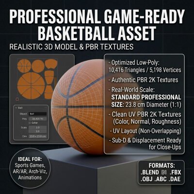 Basketball Ball - Realistic Low-Poly PBR 3D Model