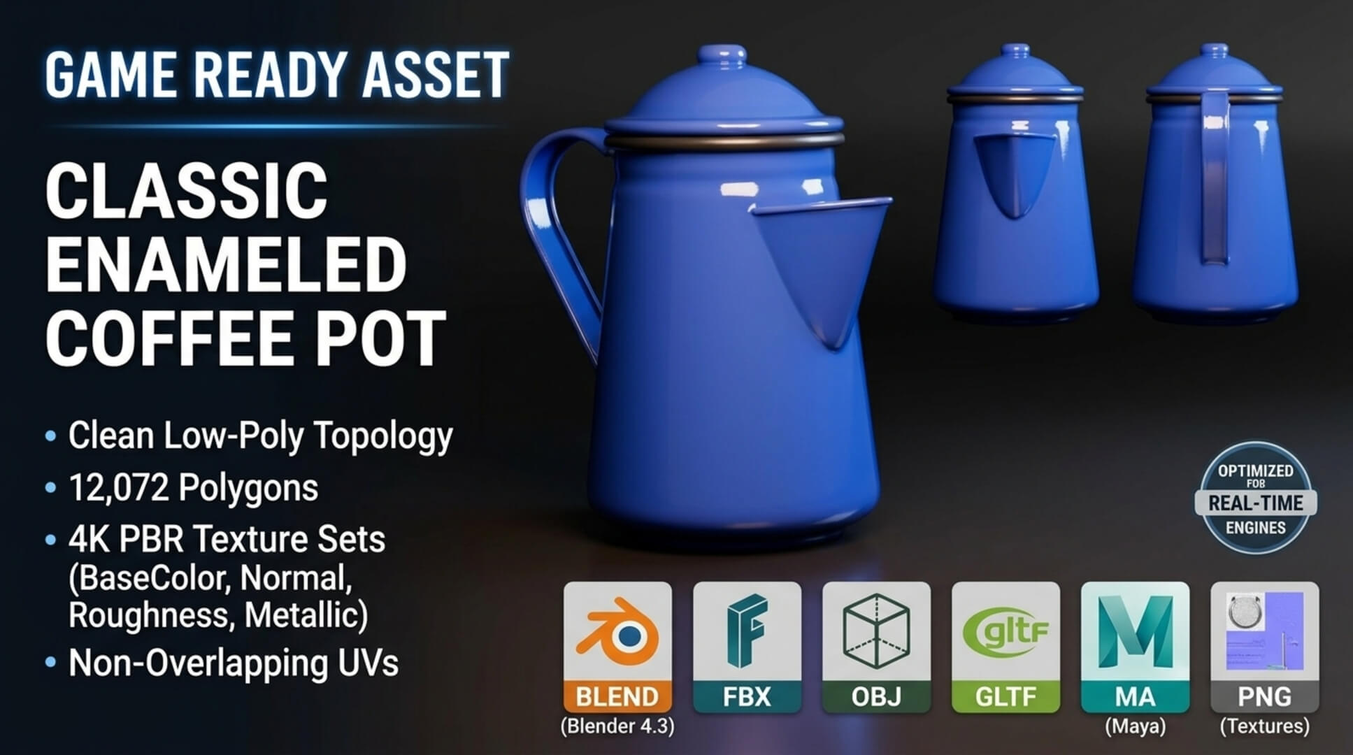 Coffee Pot - Low-Poly PBR 3D Model 3D Model