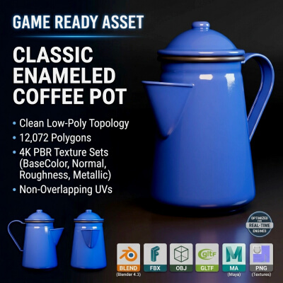 Coffee Pot - Low-Poly PBR 3D Model